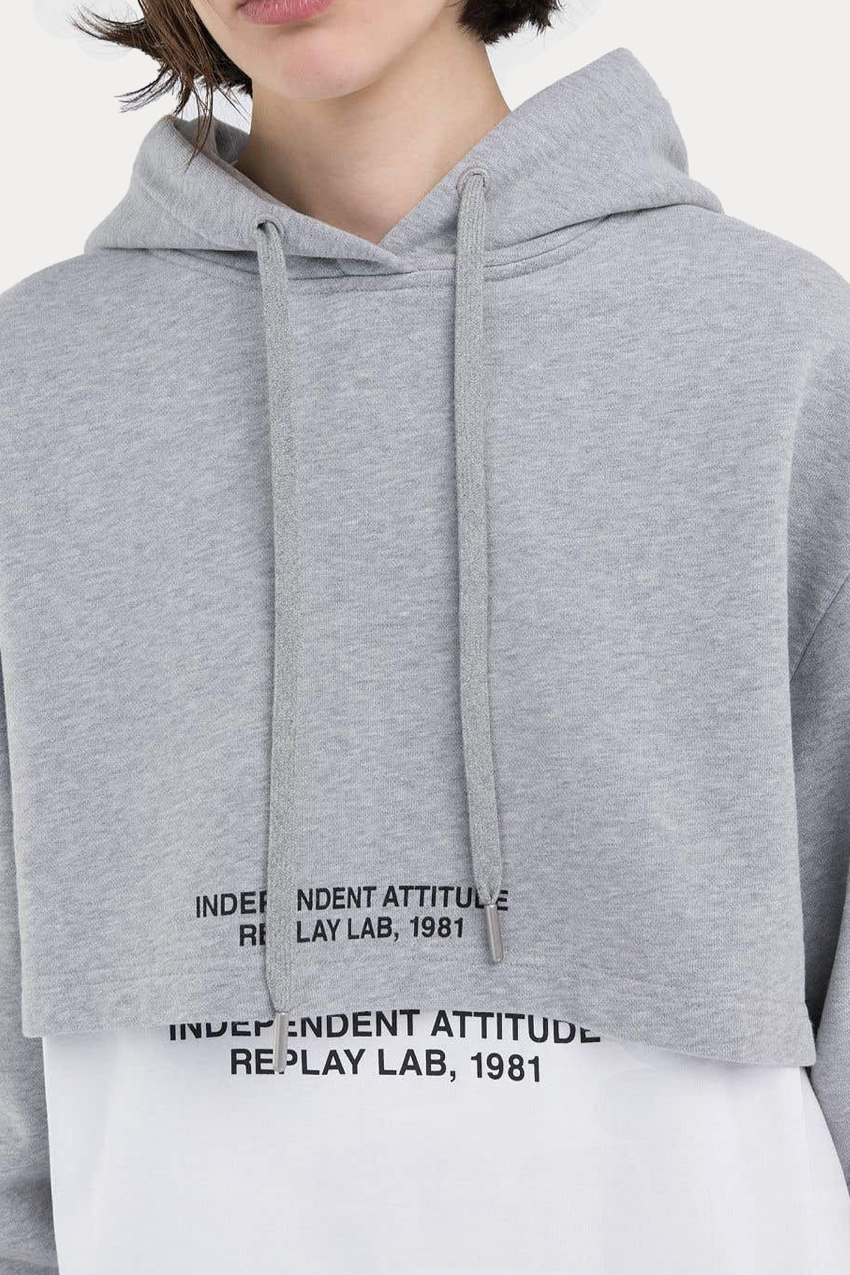 Replay Kapüşonlu Crop Sweatshirt