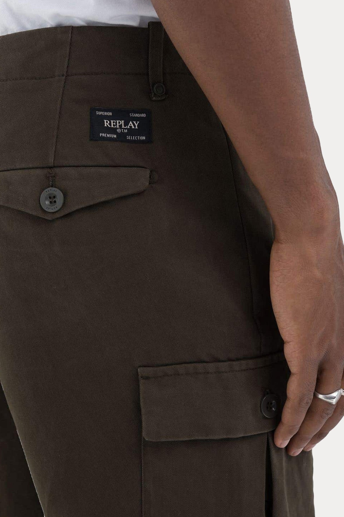 Replay Regular Fit Tek Pileli Kargo Pantolon-Pantolon-Libas