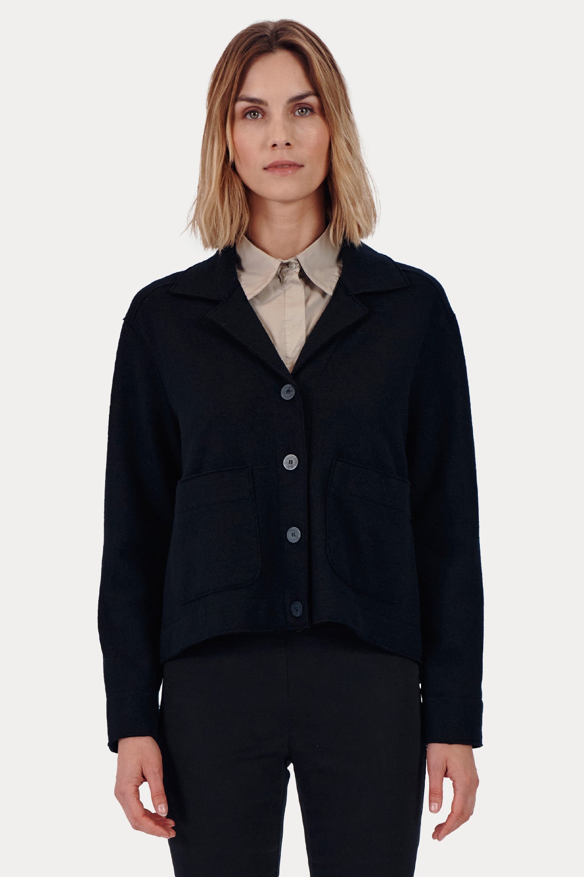 Transit Spor Cepli Örgü Yün Ceket