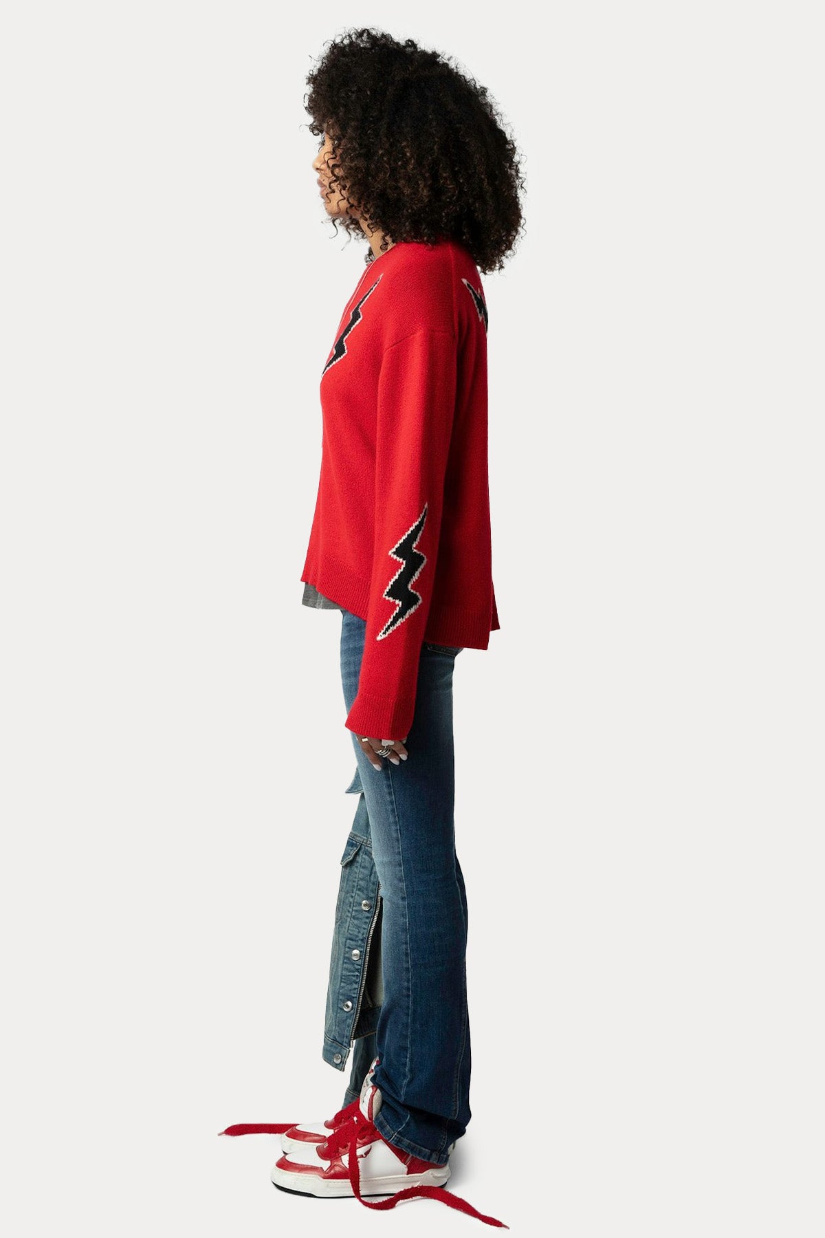 Zadig & Voltaire Şimşek Desenli İnce Örgü Kaşmir Triko