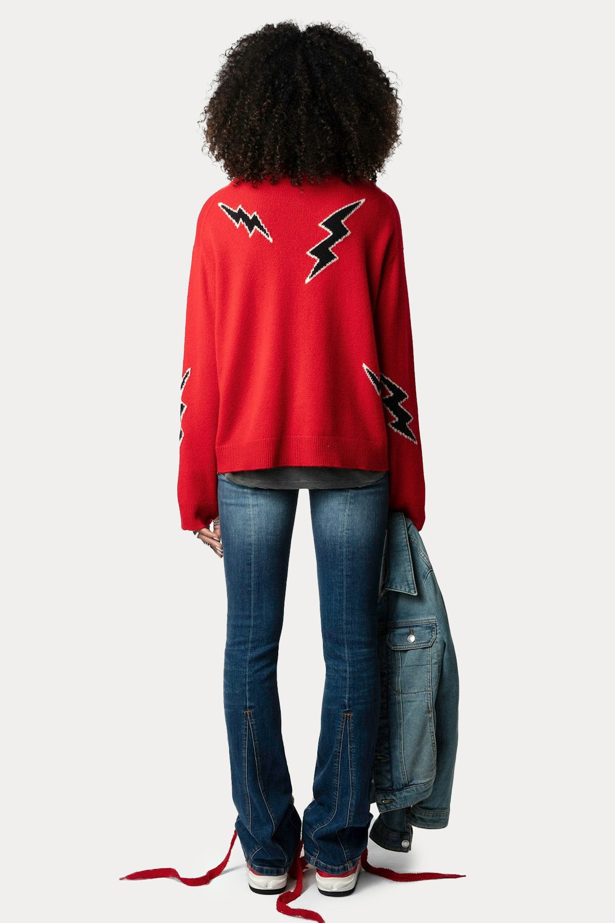 Zadig & Voltaire Şimşek Desenli İnce Örgü Kaşmir Triko