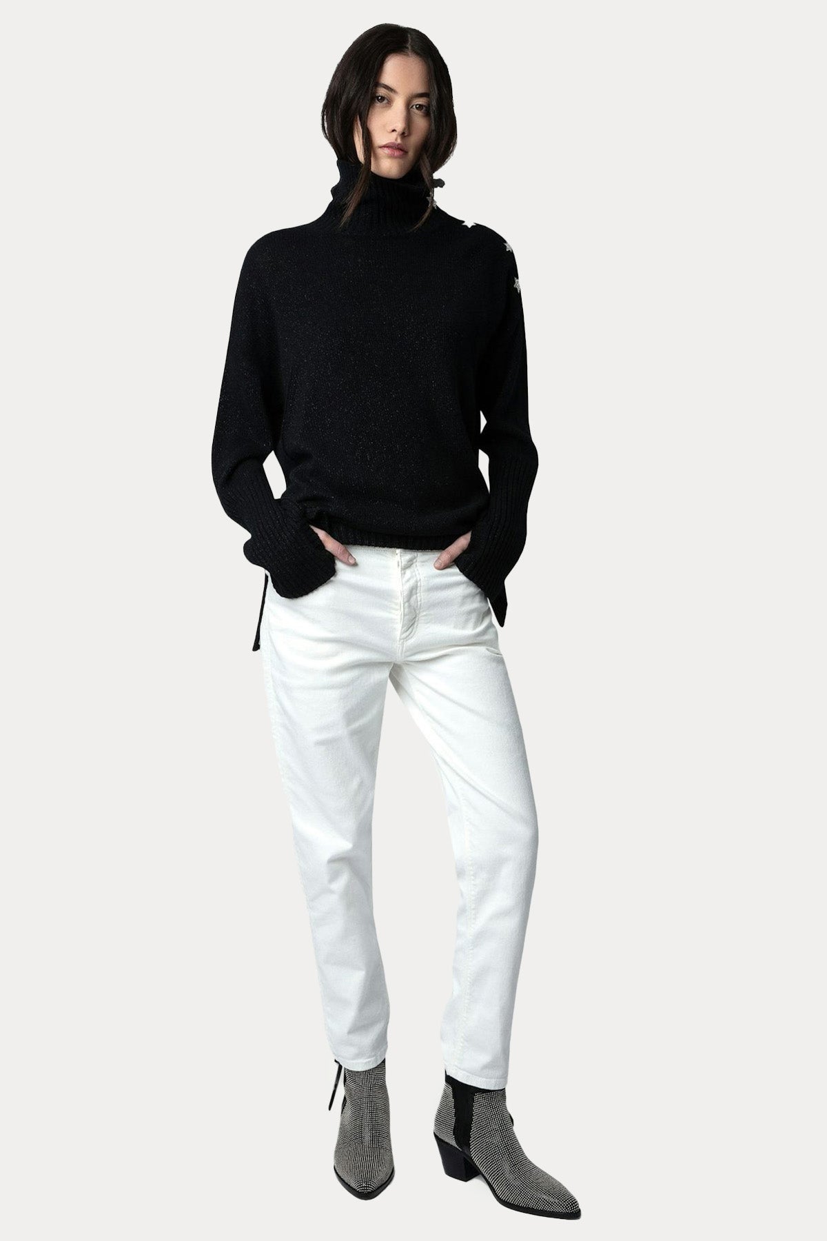 Zadig & Voltaire Geniş Kesim Balıkçı Yaka Örgü Kaşmir Triko