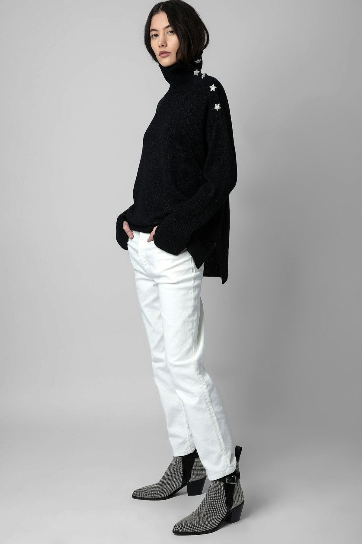 Zadig & Voltaire Geniş Kesim Balıkçı Yaka Örgü Kaşmir Triko