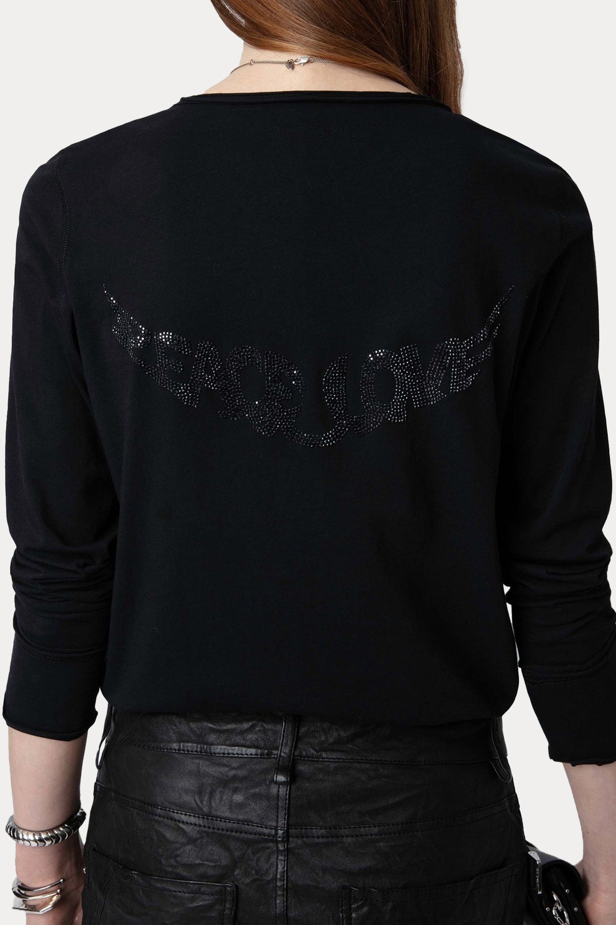 Zadig & Voltaire Yuvarlak V Yaka Sırtta Nakış Logolu T-shirt-T-shirt-Libas