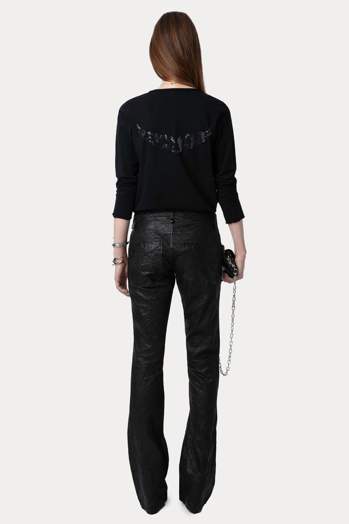 Zadig & Voltaire Yuvarlak V Yaka Sırtta Nakış Logolu T-shirt-T-shirt-Libas