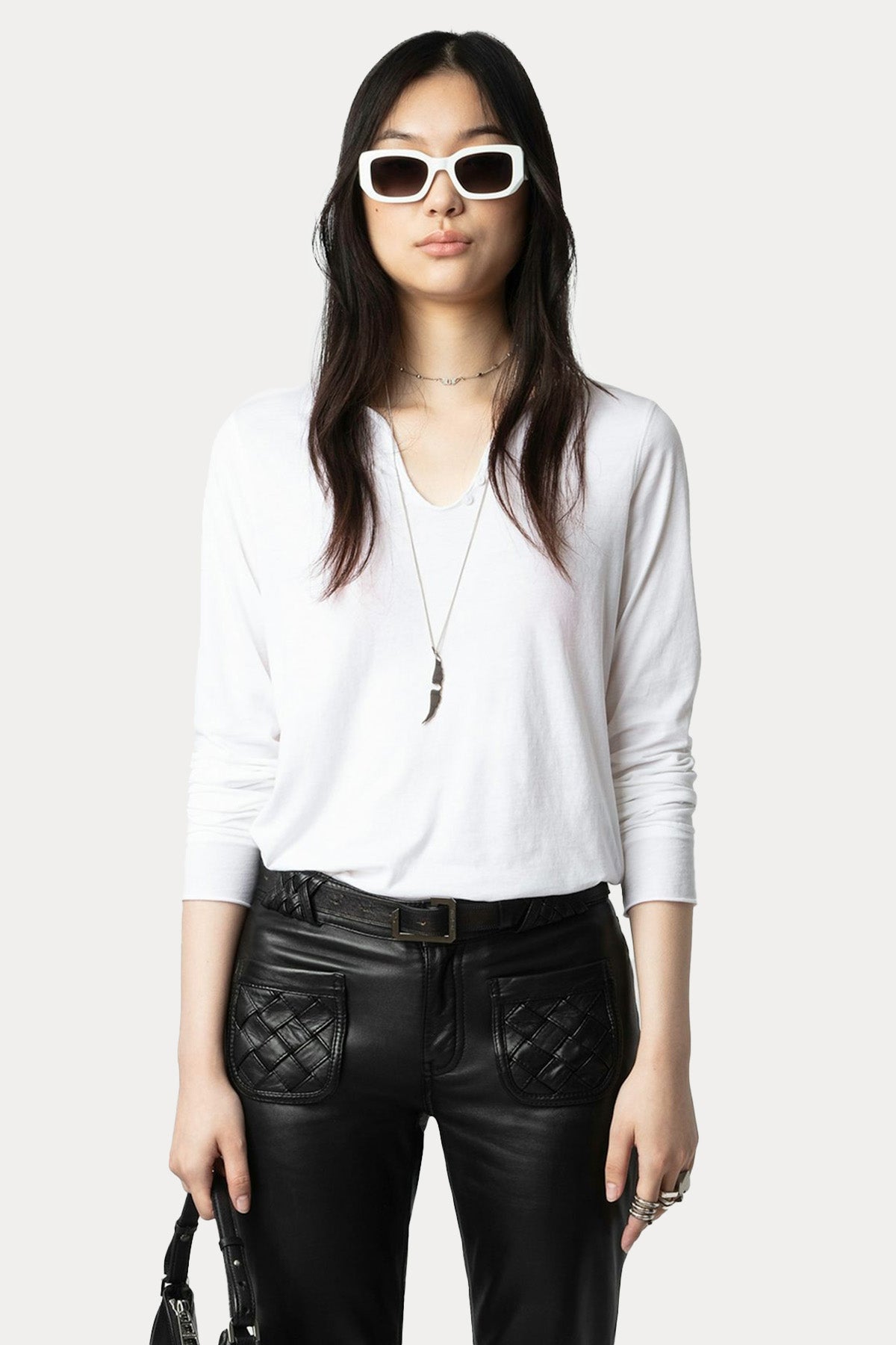 Zadig & Voltaire Yuvarlak V Yaka Sırtta Logolu T-shirt-T-shirt-Libas