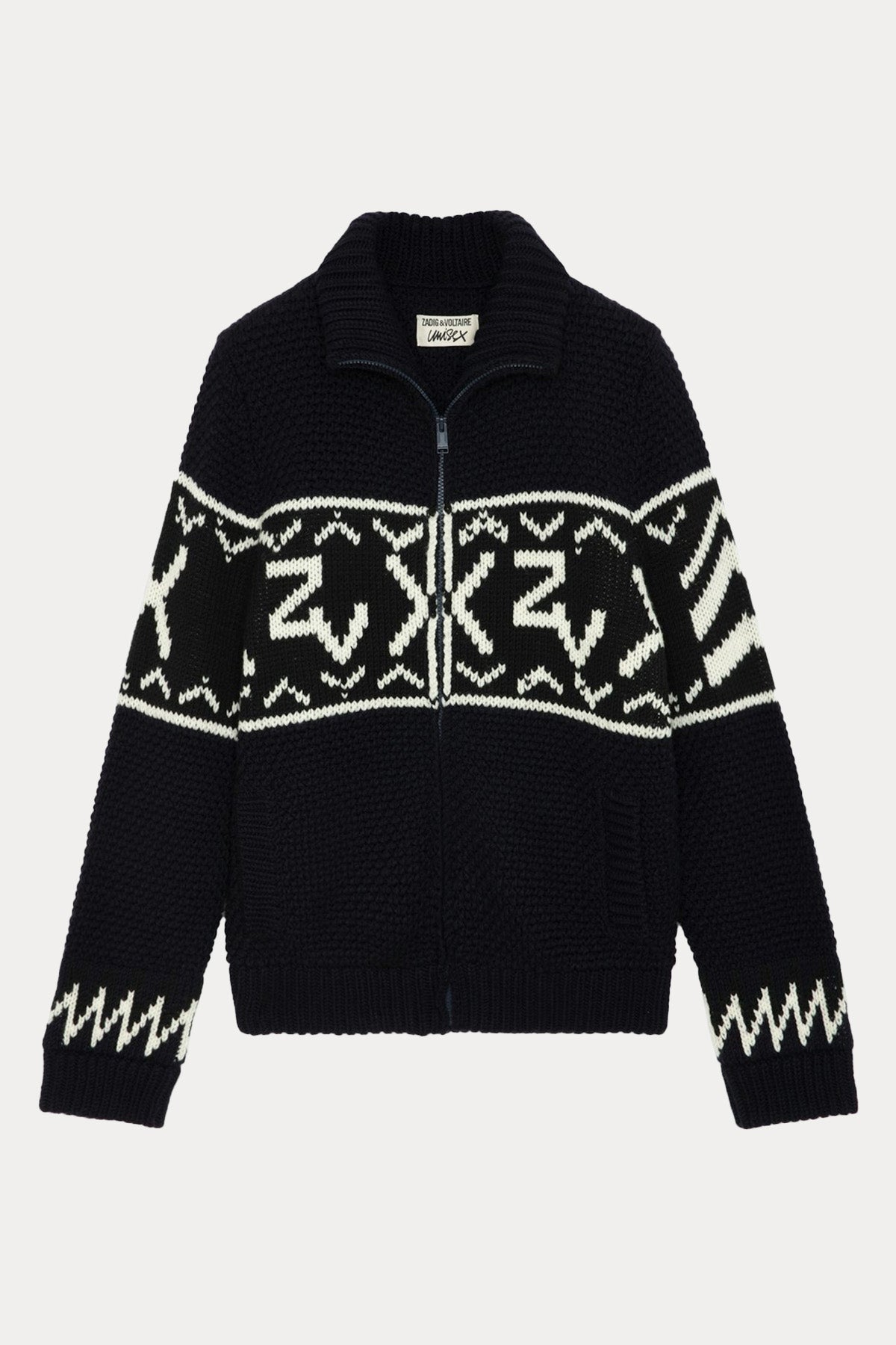 Zadig & Voltaire Unisex Logolu Örgü Yün Ceket KMCA00225