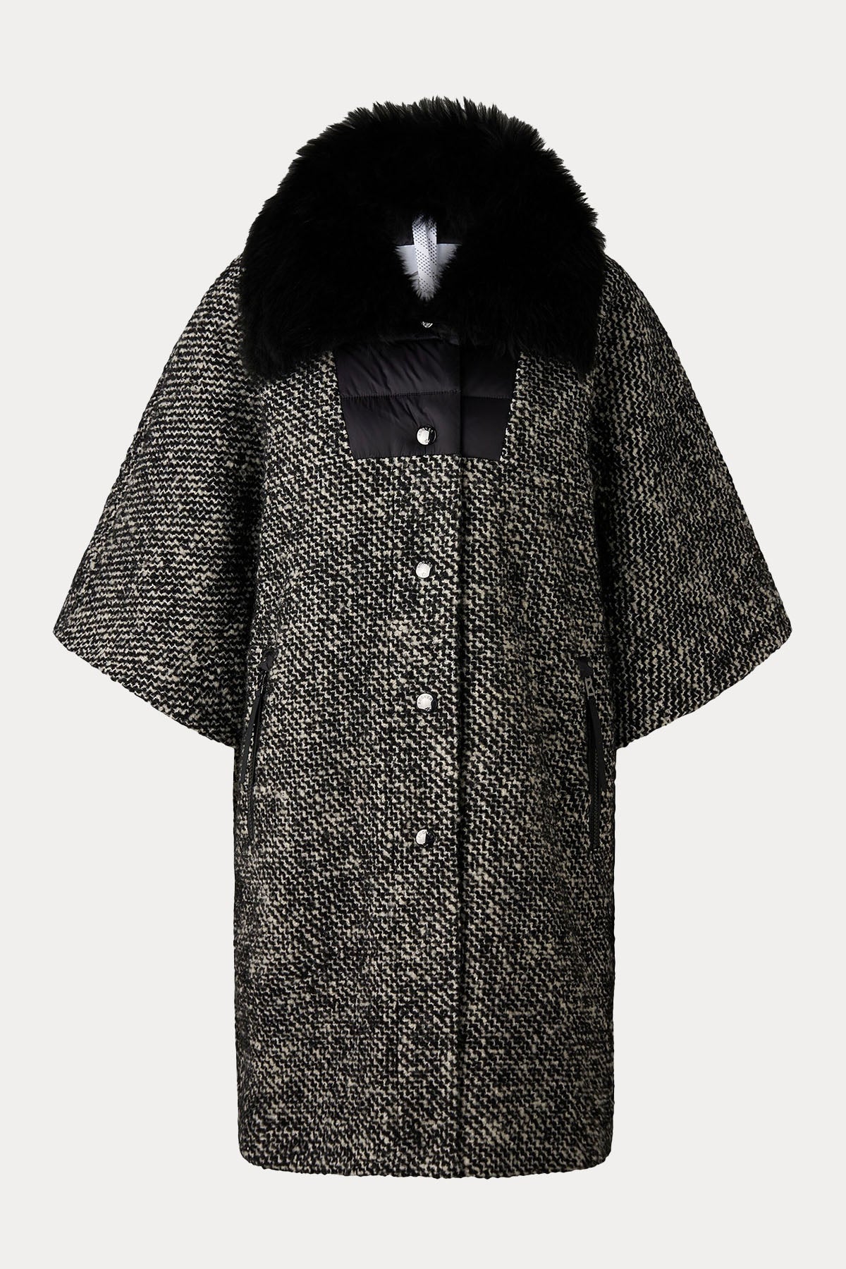 Bogner Gwen Kürklü Loose Fit Yün Kaban