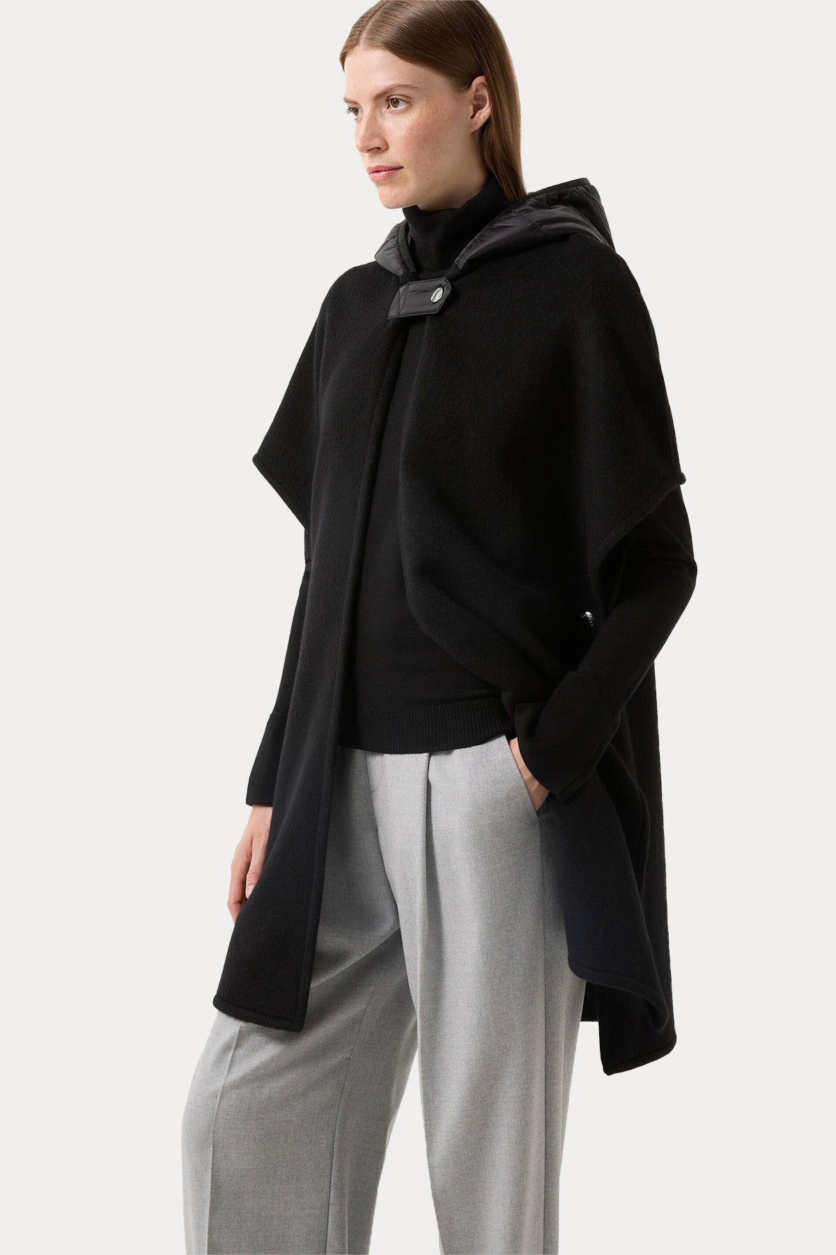 Bogner Nilla Loose Fit Kapüşonlu Yün Panço