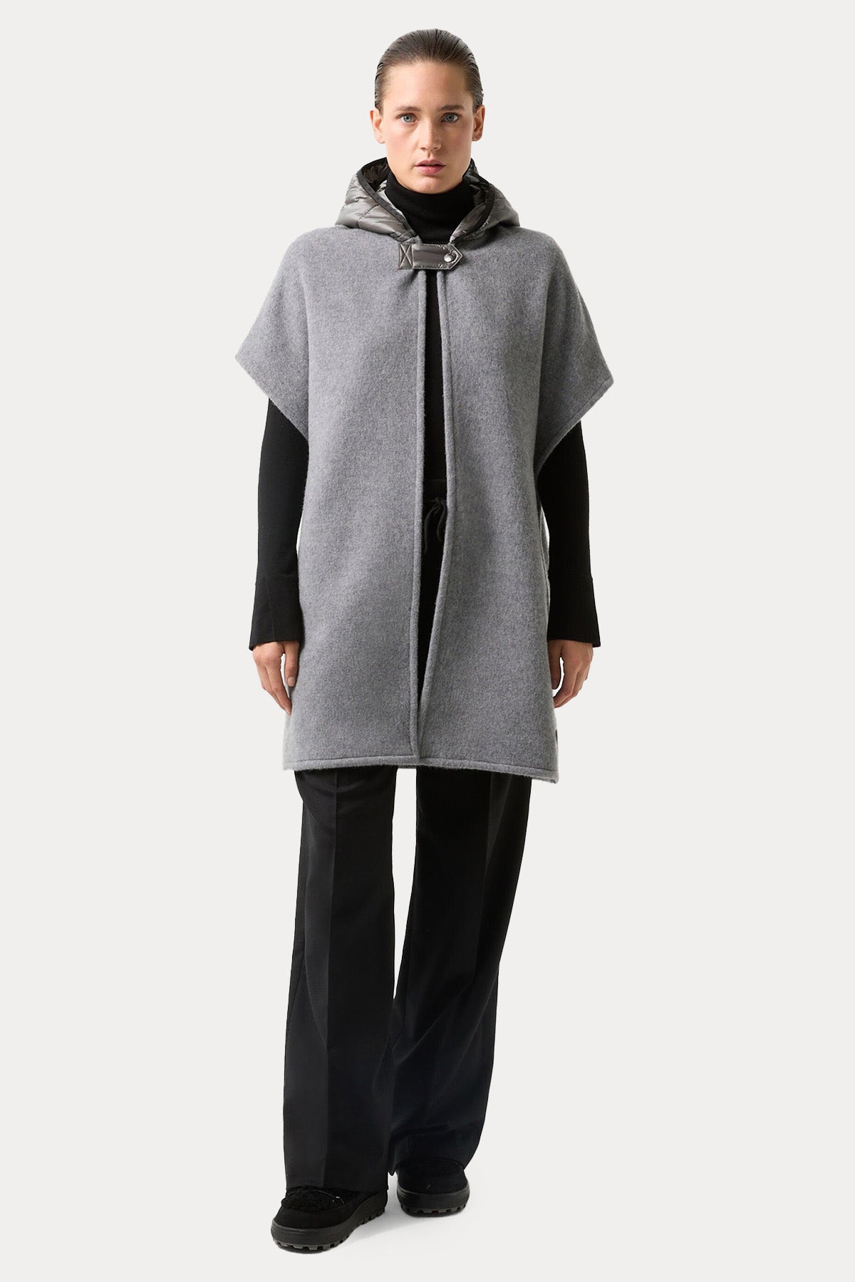 Bogner Nilla Loose Fit Kapüşonlu Yün Panço-Panço-Libas