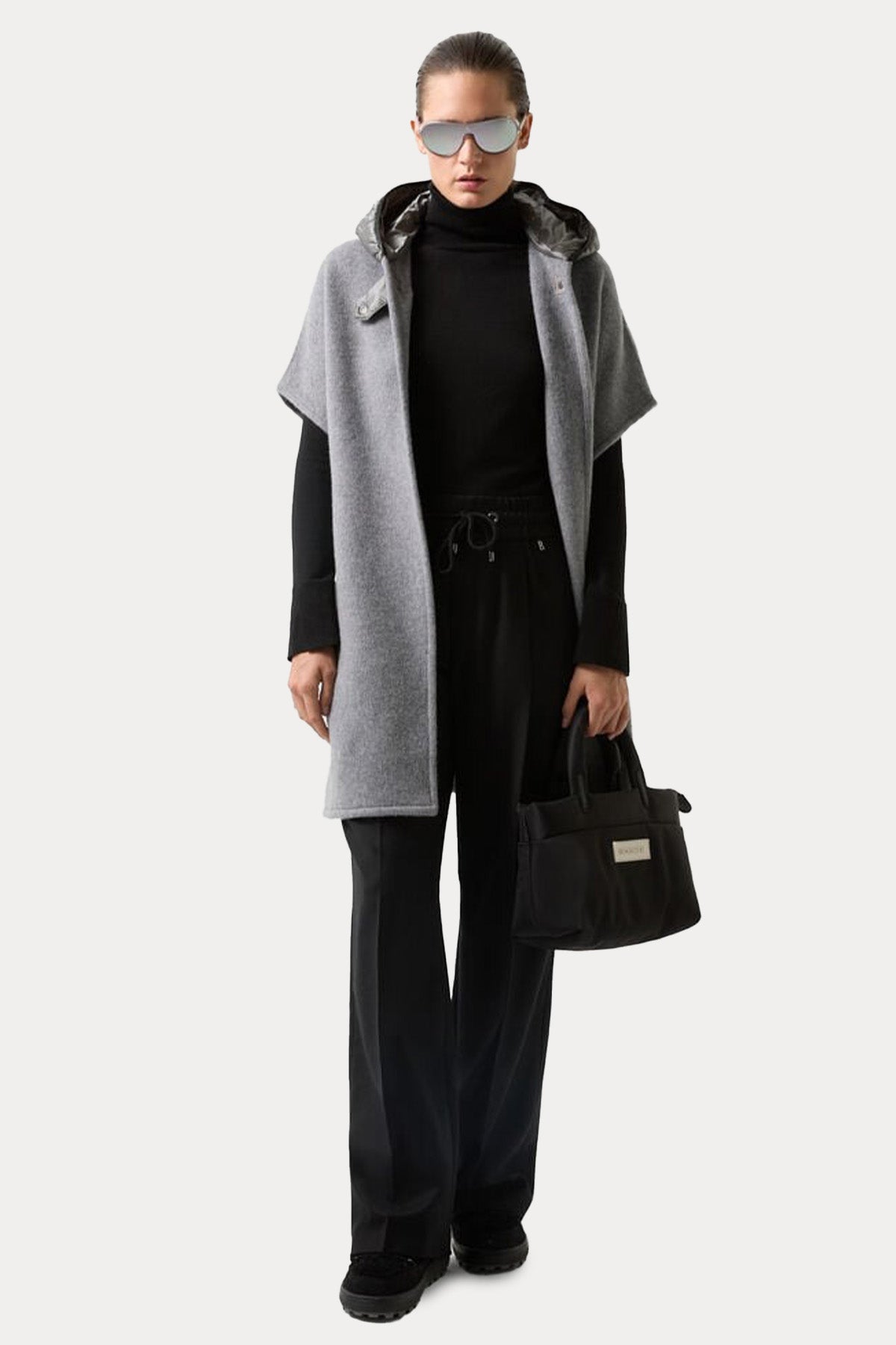 Bogner Nilla Loose Fit Kapüşonlu Yün Panço-Panço-Libas