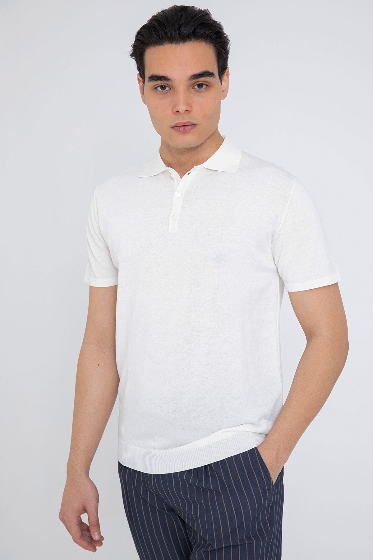 Manifattura İnce Örgü Polo Yaka T-shirt