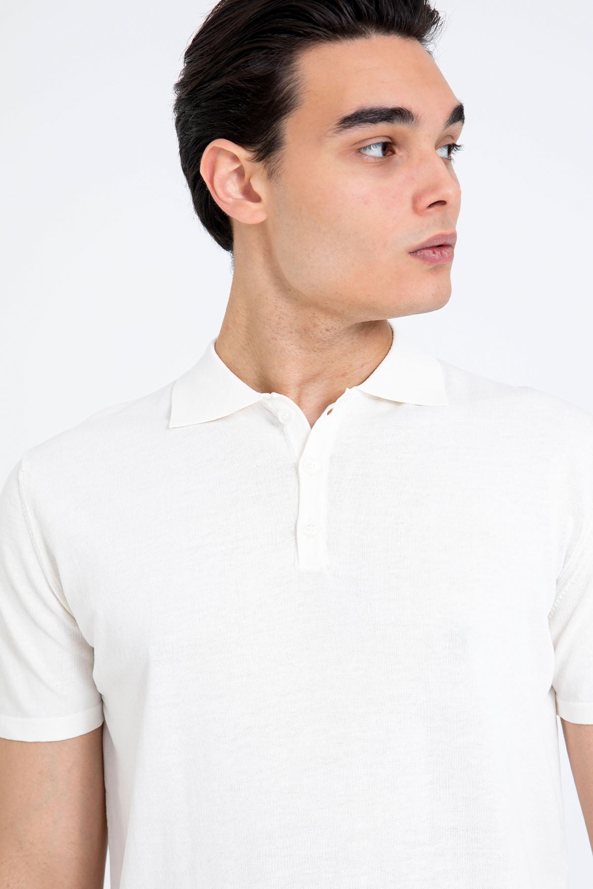 Manifattura İnce Örgü Polo Yaka T-shirt-T-shirt-Libas