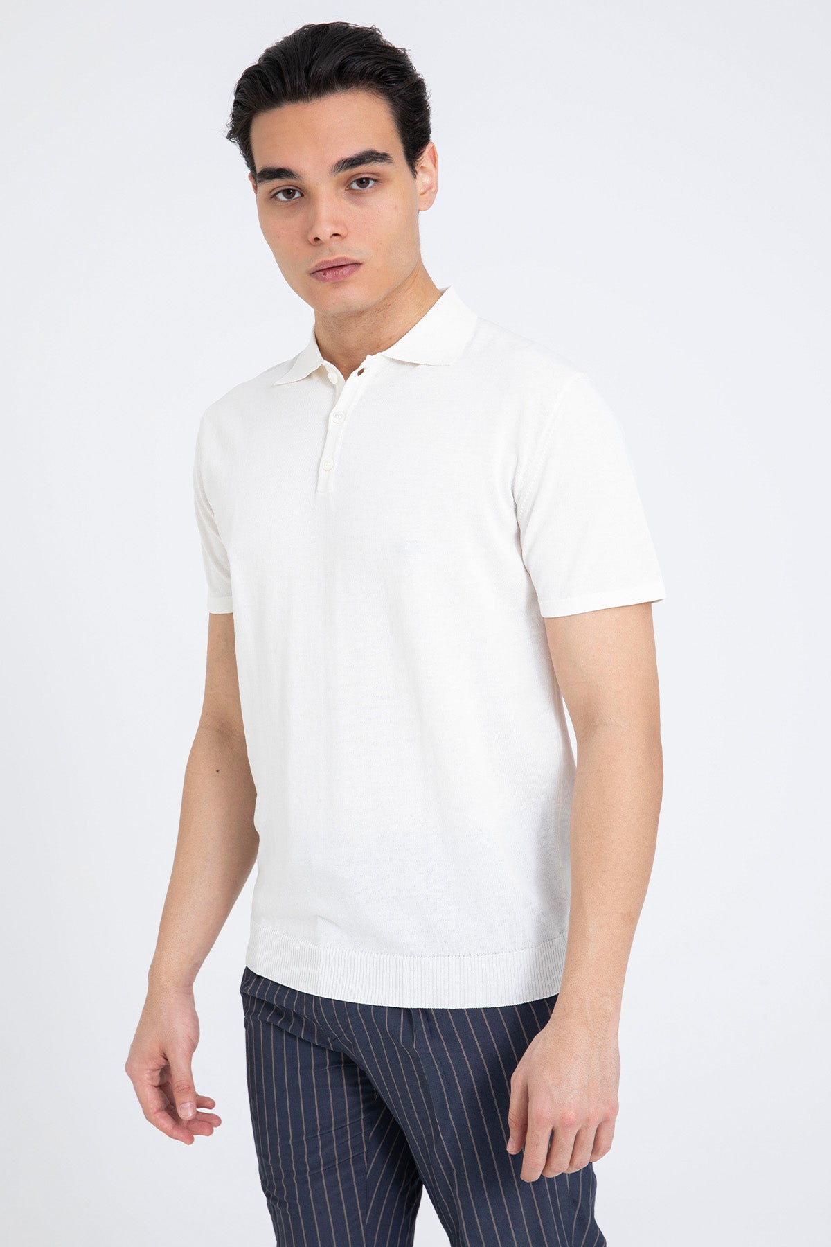 Manifattura İnce Örgü Polo Yaka T-shirt-T-shirt-Libas
