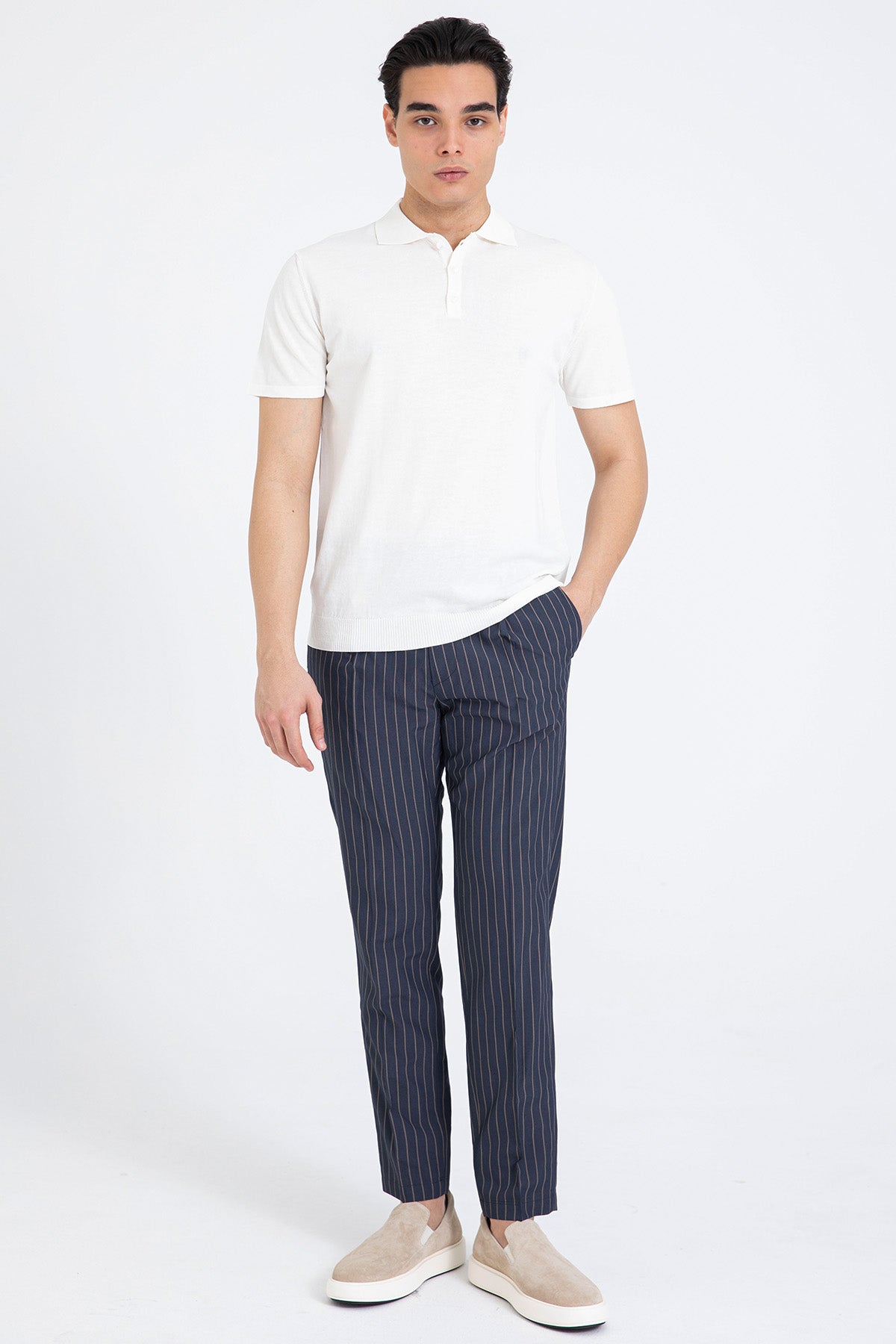 Manifattura İnce Örgü Polo Yaka T-shirt