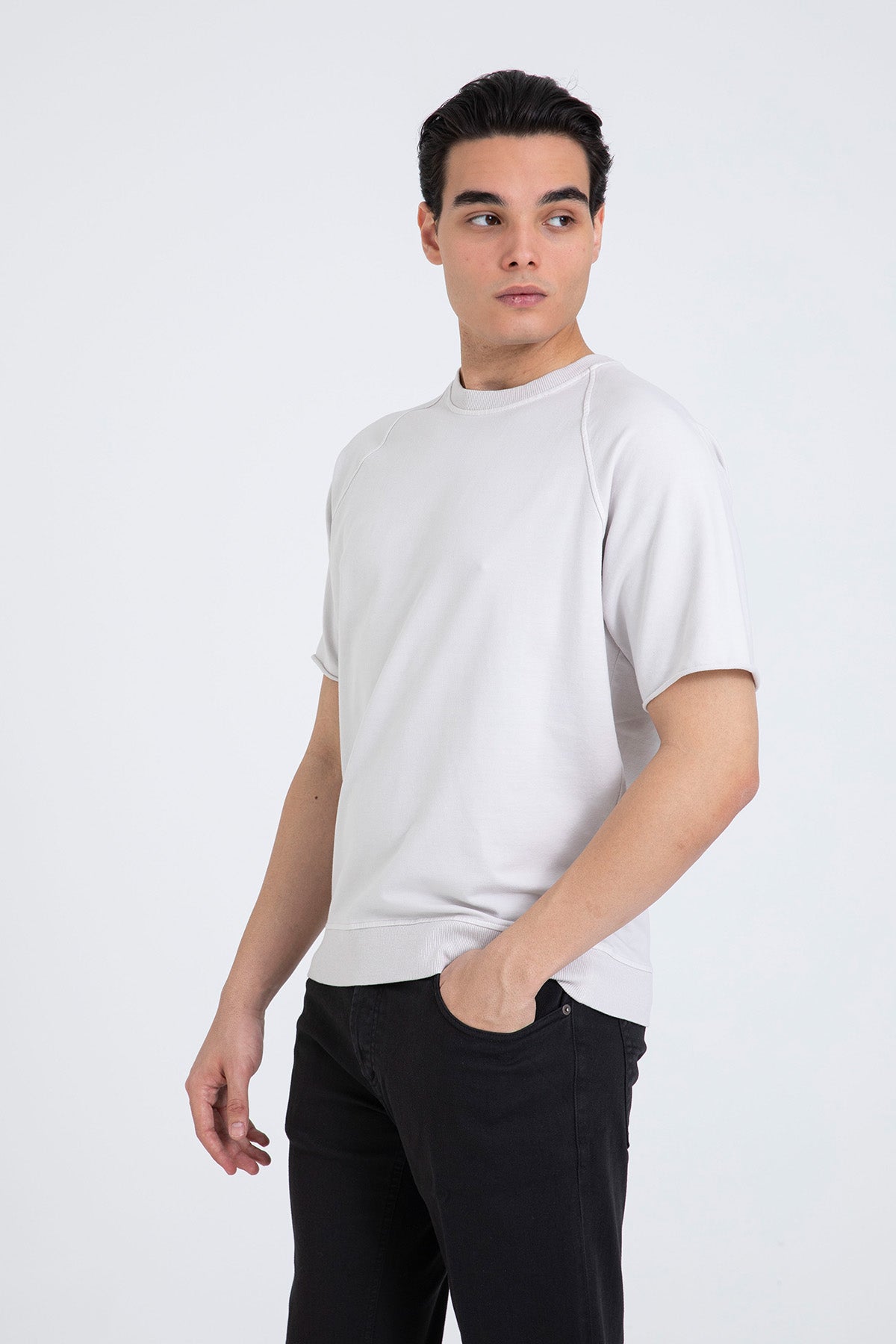 Manifattura Yuvarlak Yaka Streç Reglan Sweatshirt