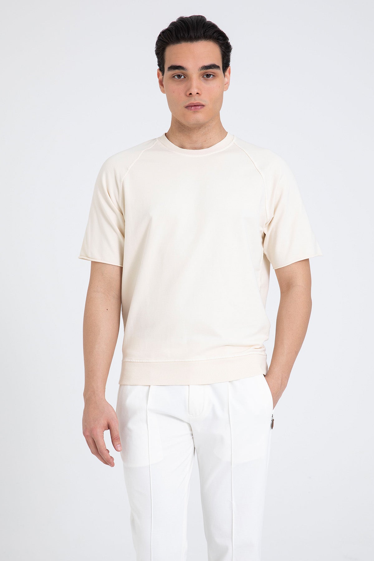 Manifattura Yuvarlak Yaka Streç Reglan Sweatshirt