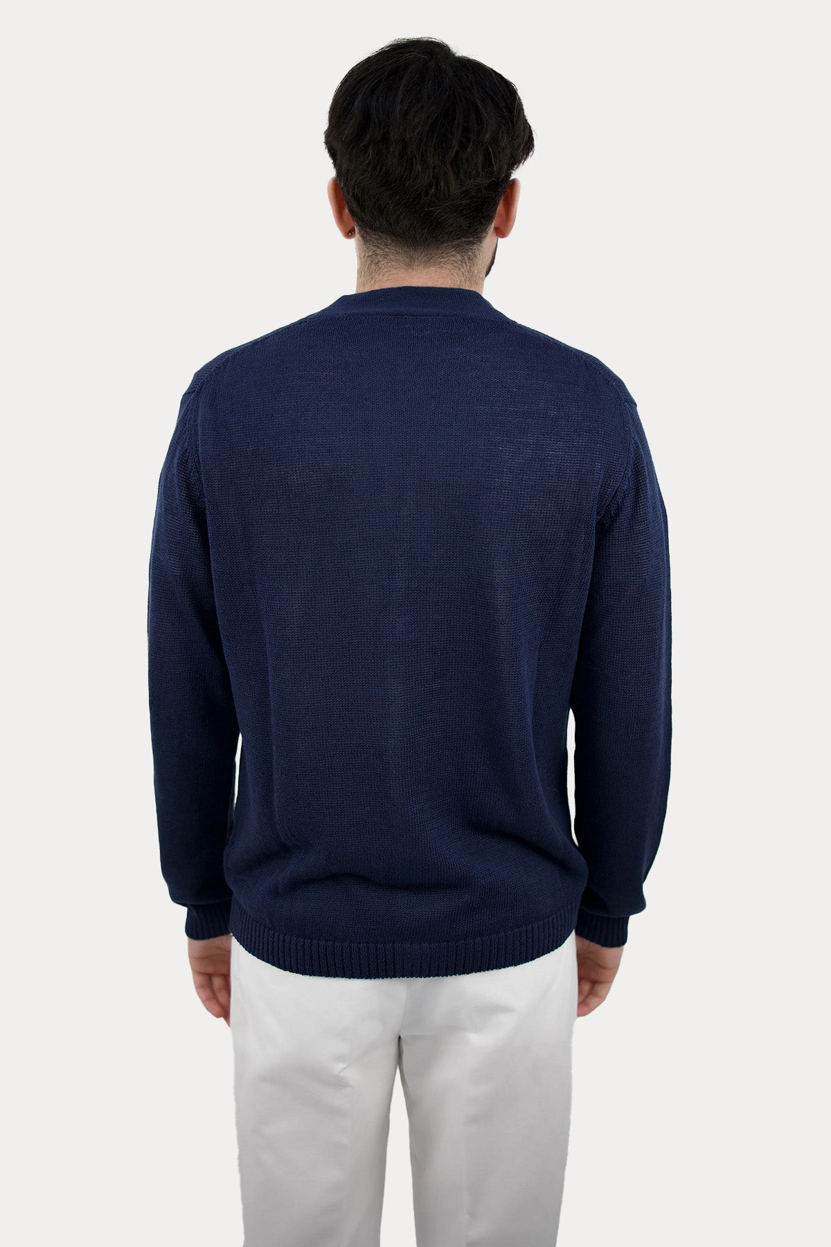 Manifattura V Yaka Örgü Keten Triko Ceket