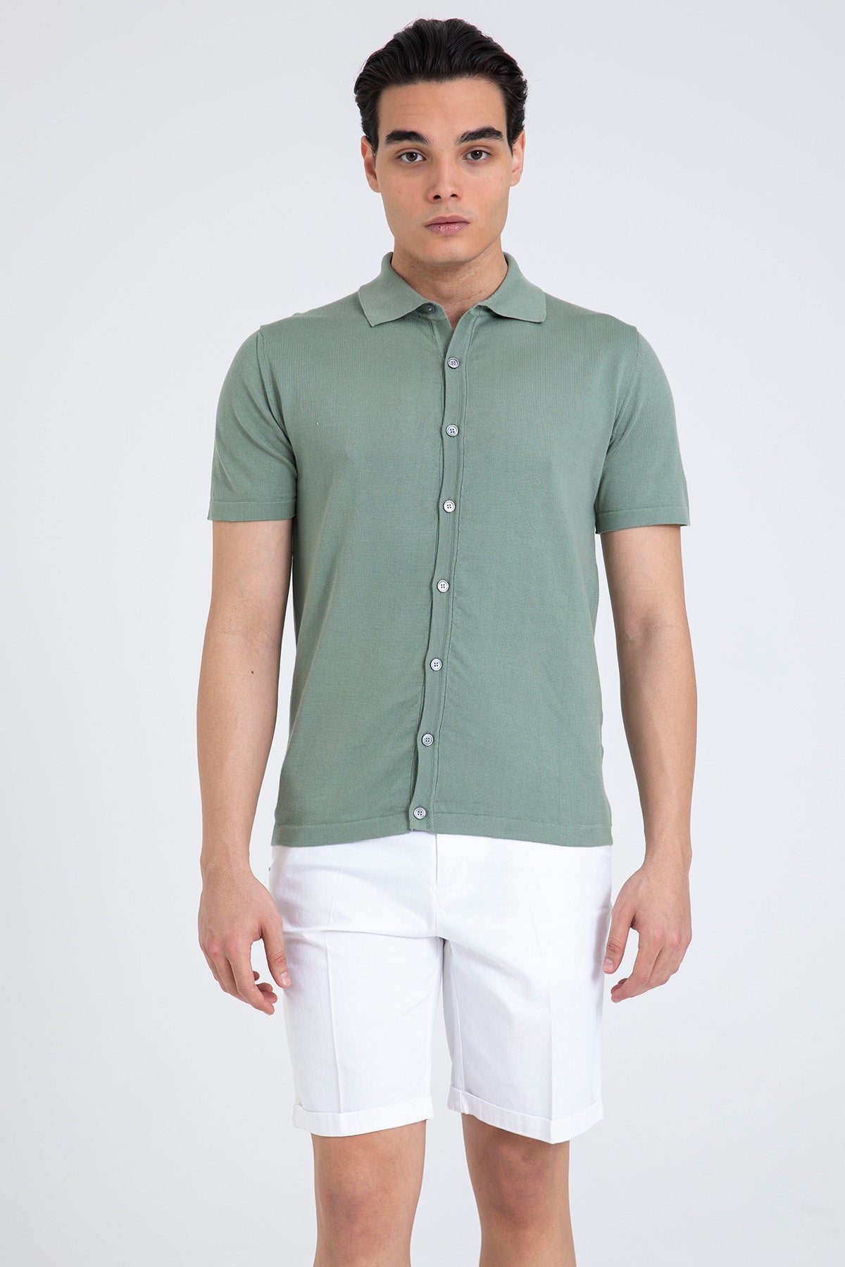 Manifattura Polo Yaka İnce Örgü Triko Gömlek