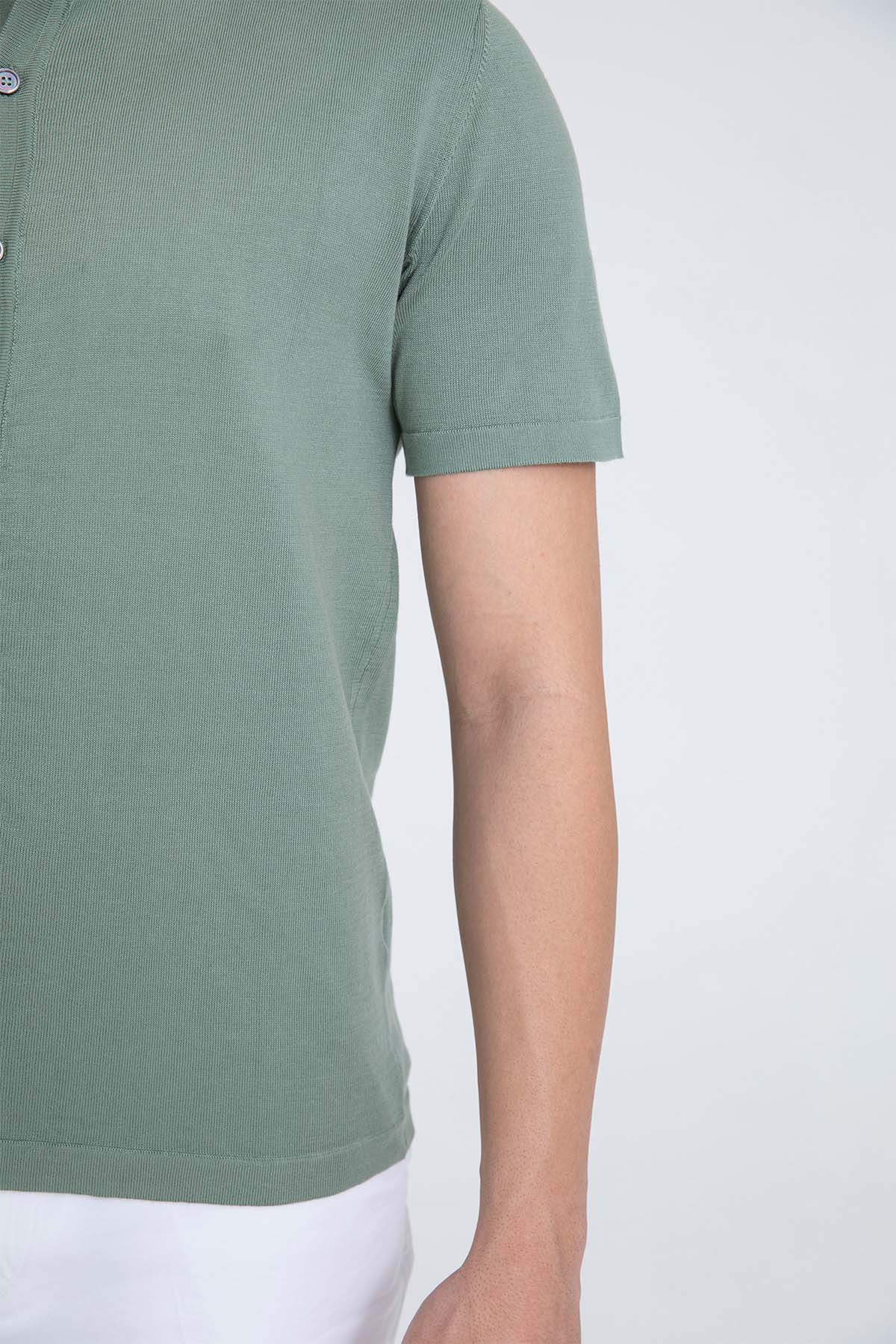 Manifattura Polo Yaka İnce Örgü Triko Gömlek