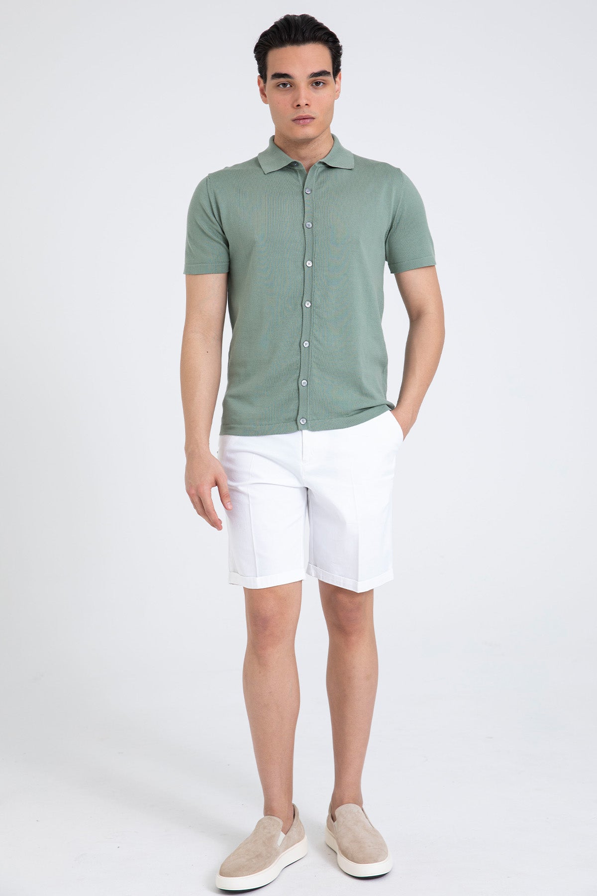 Manifattura Polo Yaka İnce Örgü Triko Gömlek