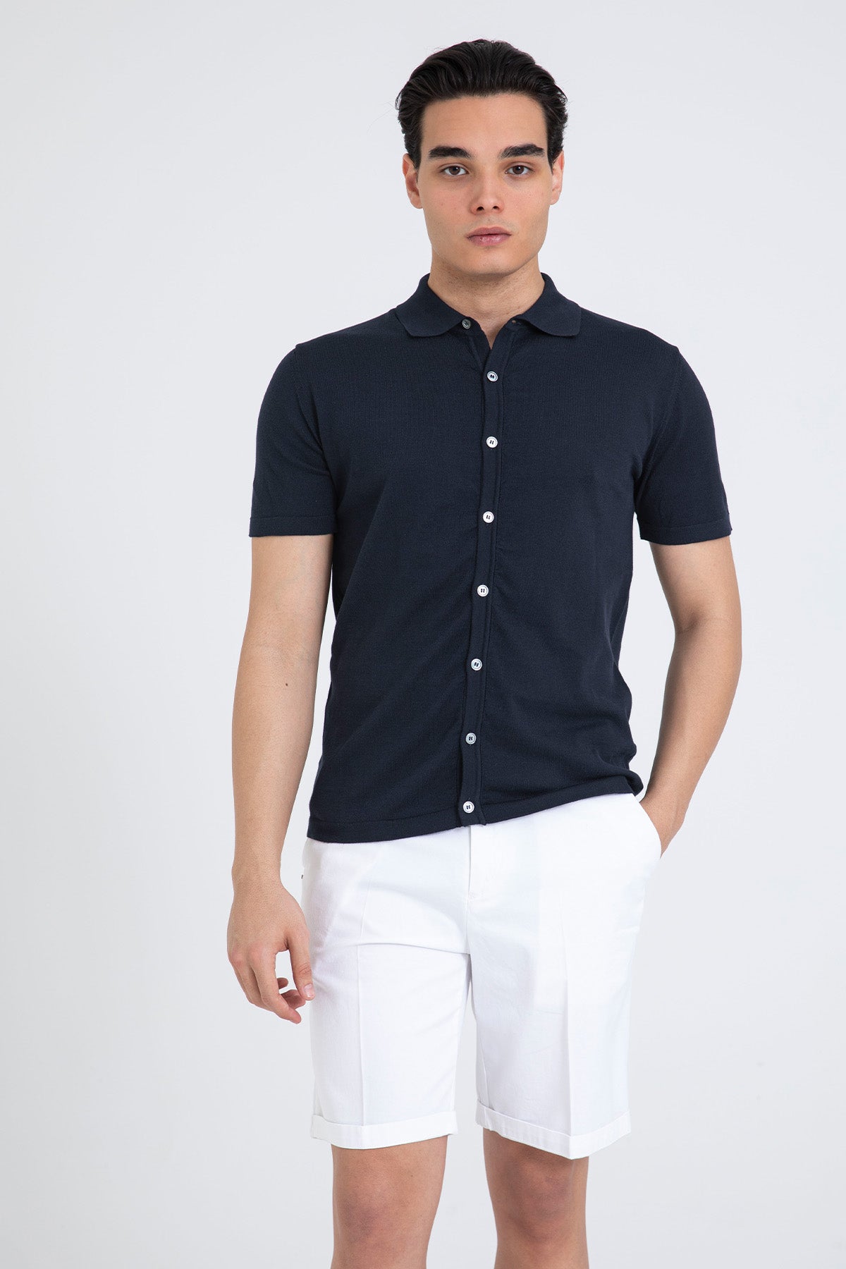 Manifattura Polo Yaka İnce Örgü Triko Gömlek