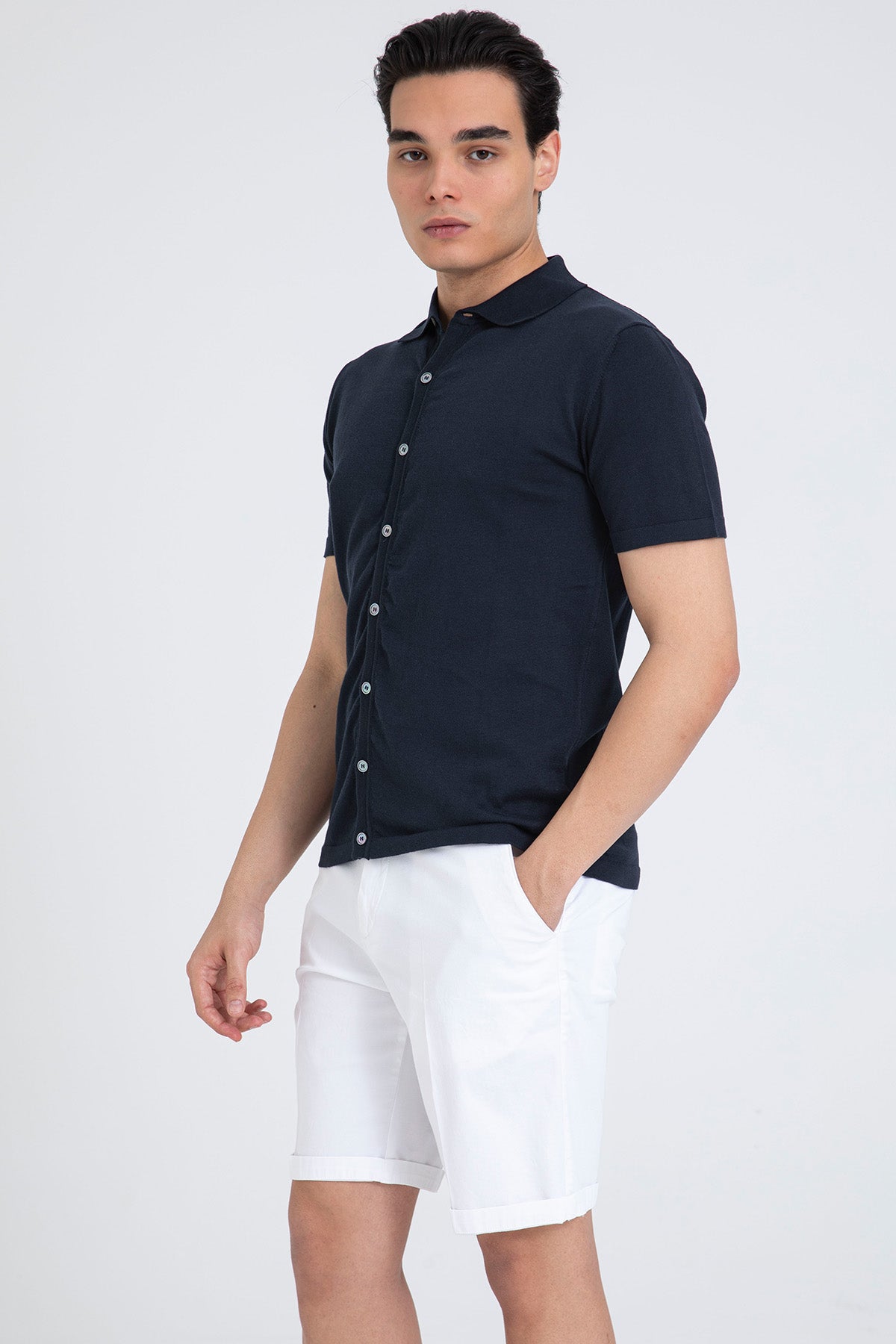 Manifattura Polo Yaka İnce Örgü Triko Gömlek