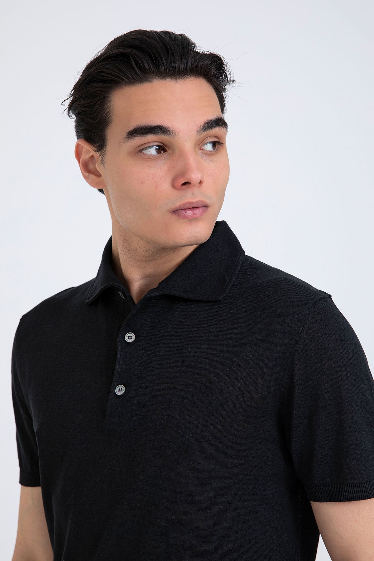 Manifattura Polo Yaka Ketenli İpek Triko