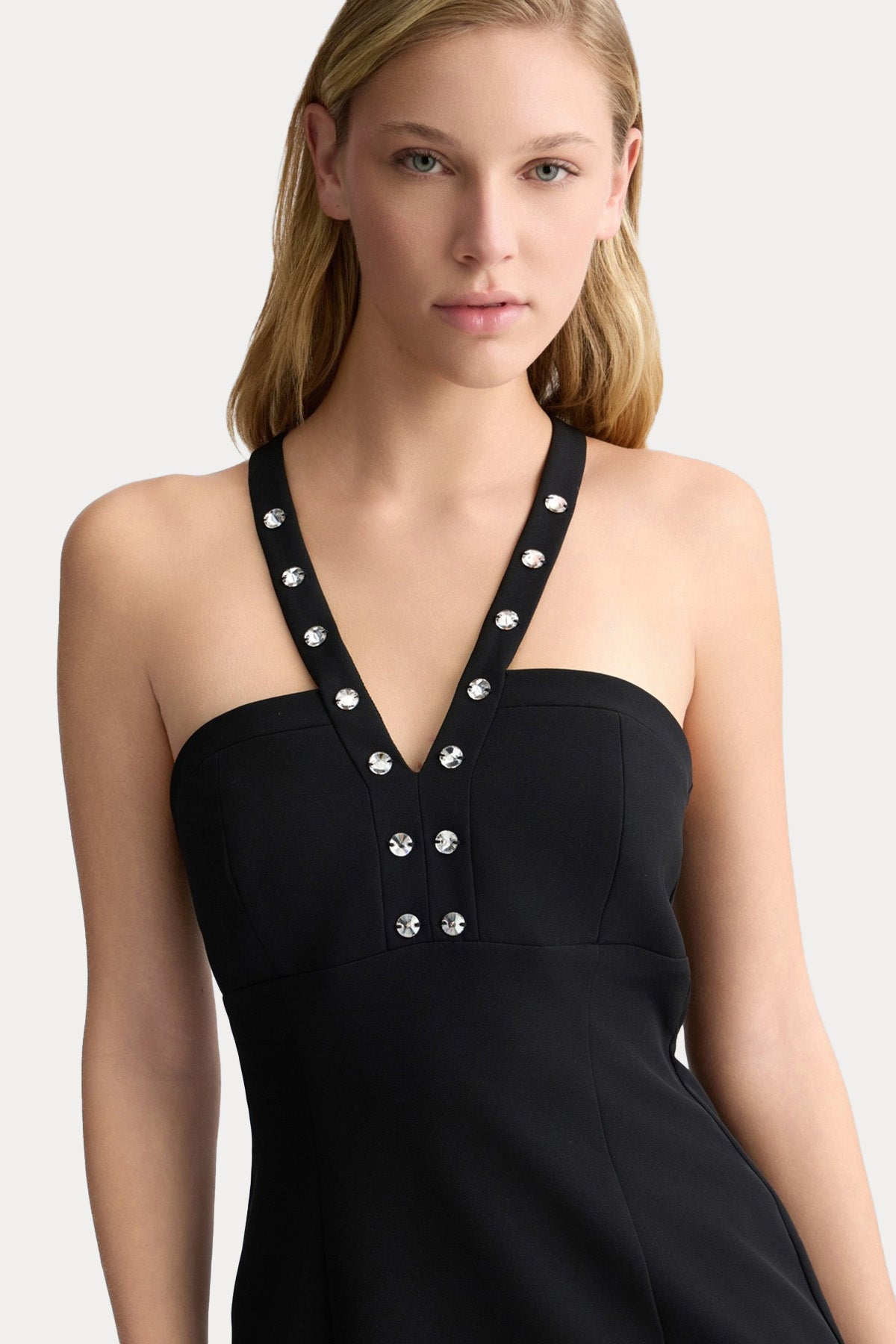 Liu Jo Çapraz Askı Taş Aksesuarlı Mini Abiye Elbise