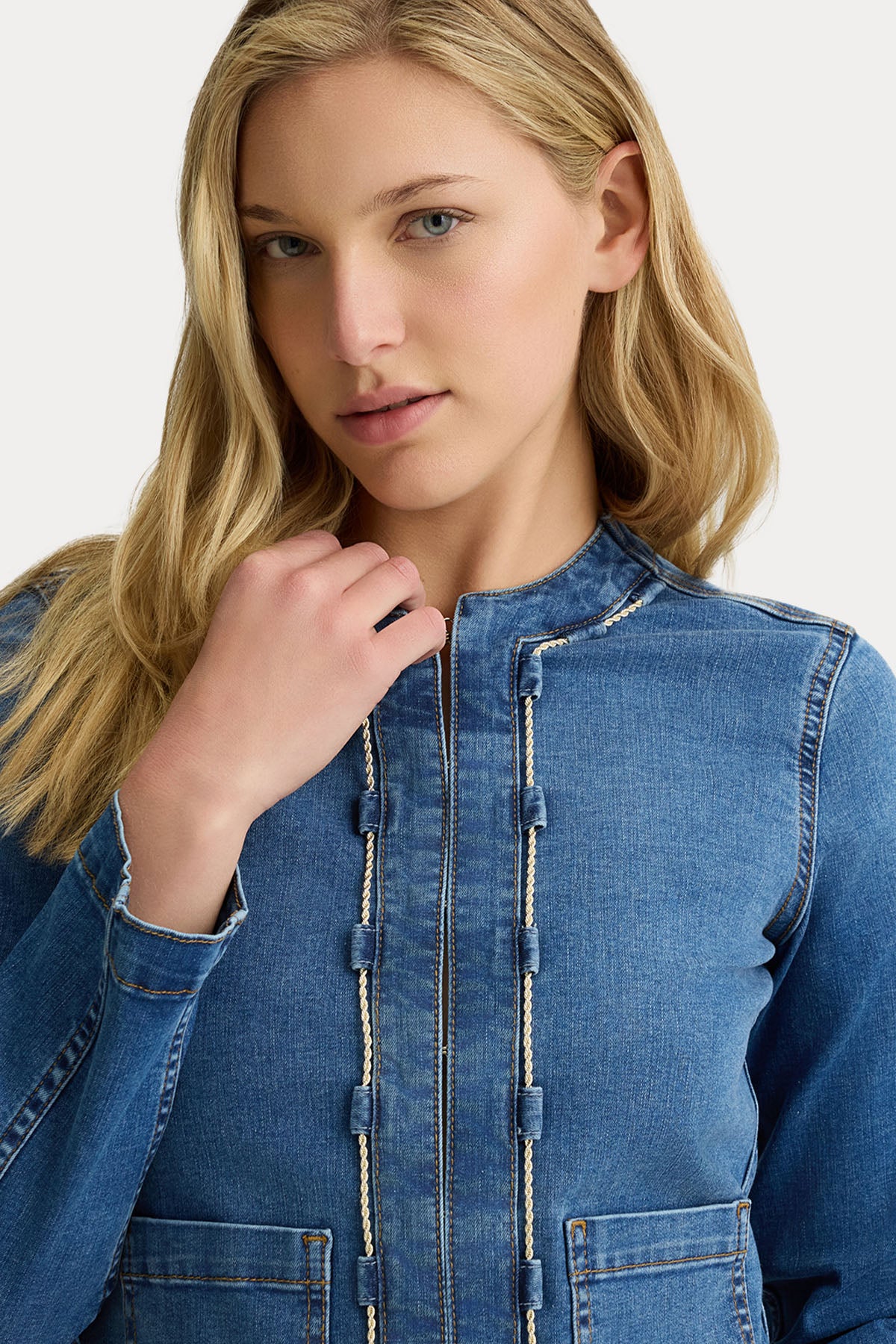 Liu Jo Slim Fit Metal Örgü Tasarım Denim Ceket