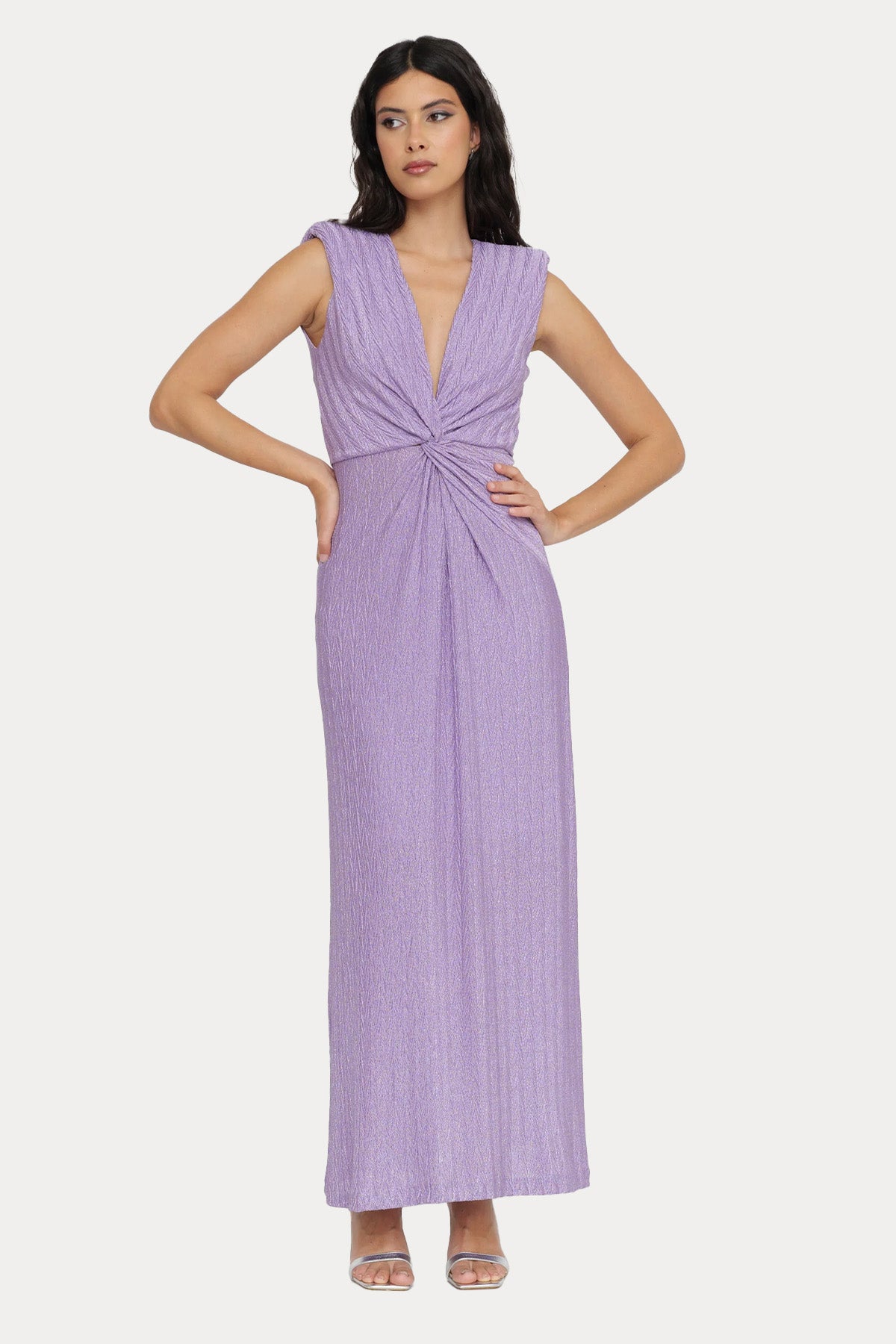 Liu Jo V Yaka Büzgülü Maxi Abiye Elbise