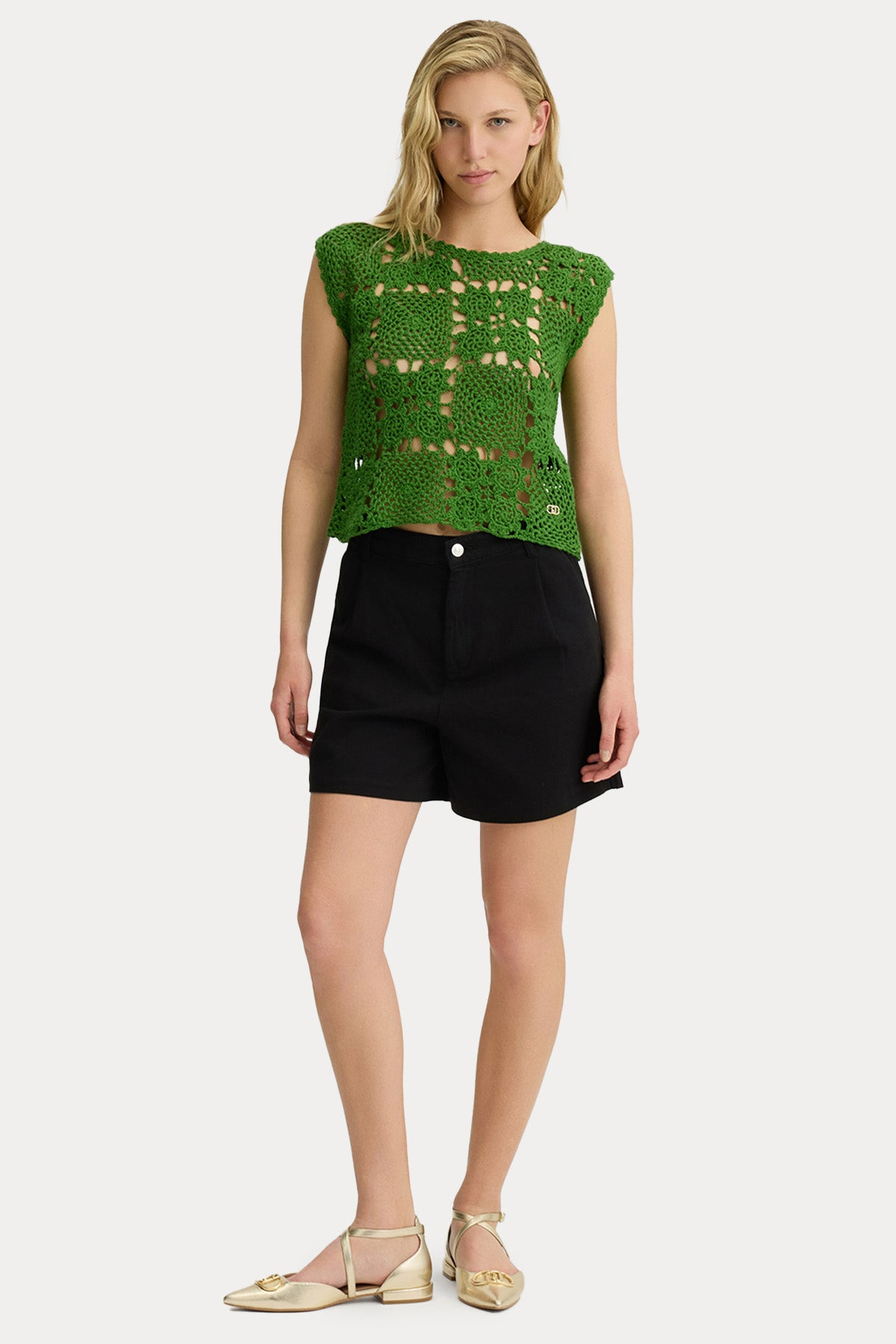 Liu Jo Relaxed Fit Yüksek Bel Tek Pile Şort