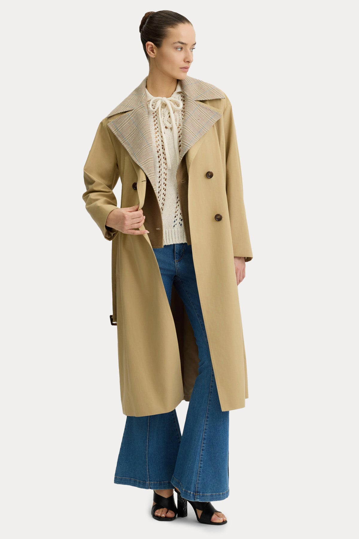 Liu Jo Relaxed Fit Kruvaze Kemerli Trençkot