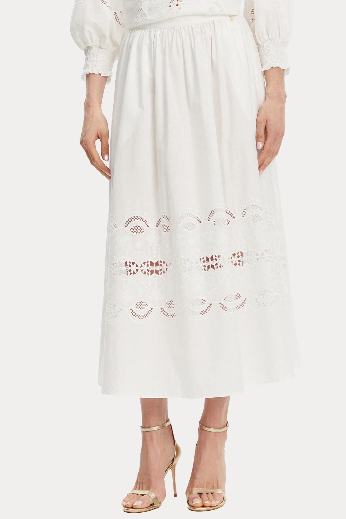 Liu Jo Lazer Kesim Nakışlı Midi Etek