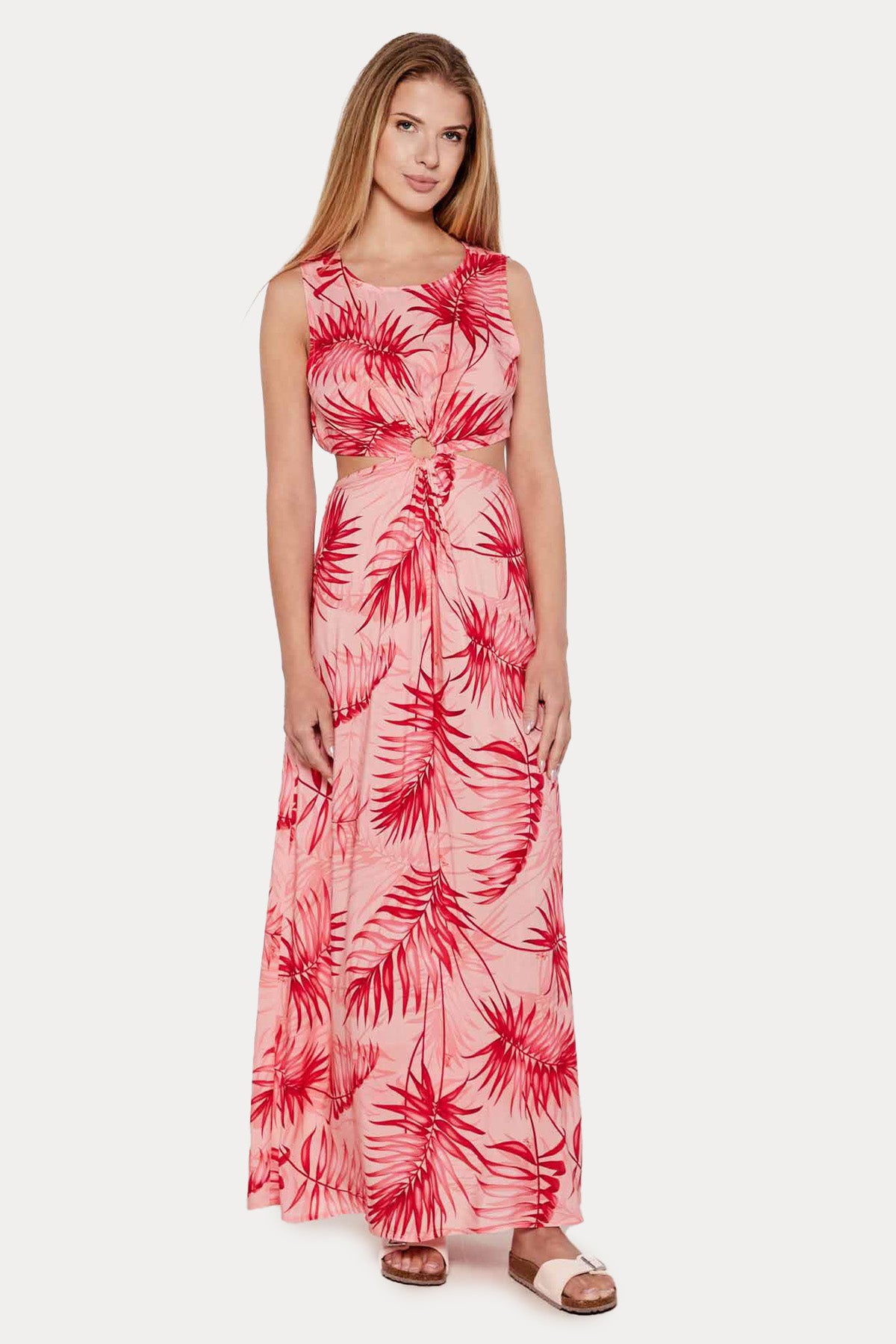 Liu Jo Bel Dekolteli Renkli Desenli Maxi Elbise