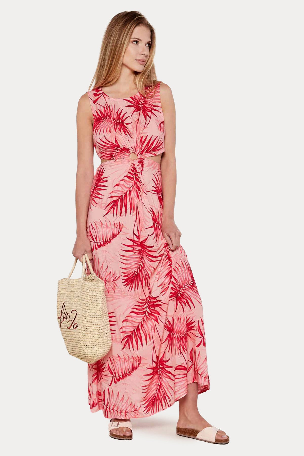 Liu Jo Bel Dekolteli Renkli Desenli Maxi Elbise