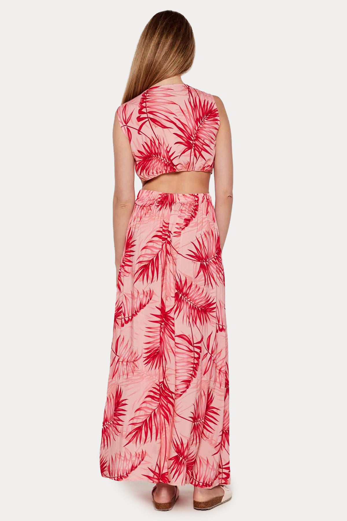 Liu Jo Bel Dekolteli Renkli Desenli Maxi Elbise