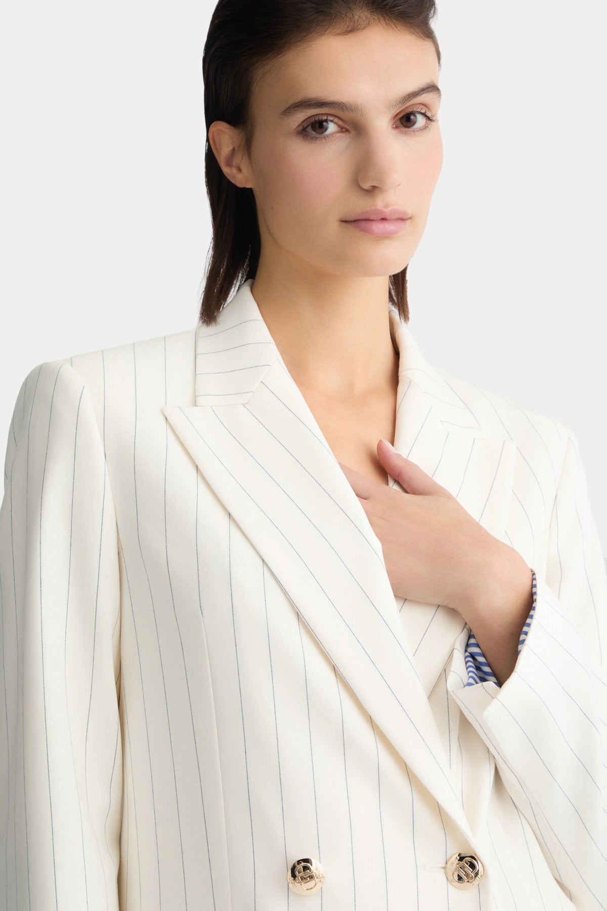 Liu Jo Çizgili Kruvaze Blazer Ceket