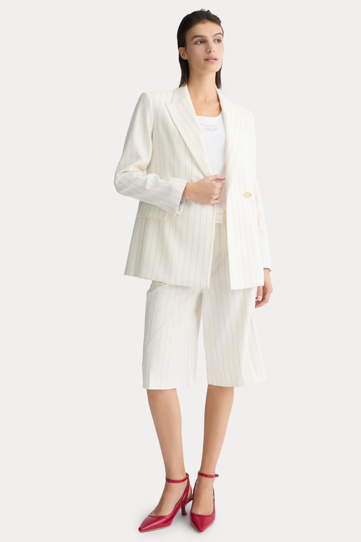 Liu Jo Çizgili Kruvaze Blazer Ceket