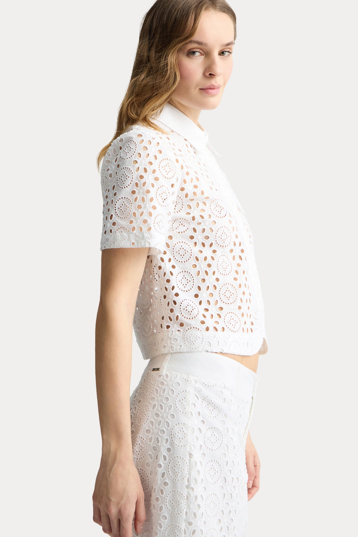 Liu Jo Lazer Kesim Nakışlı Crop Gömlek