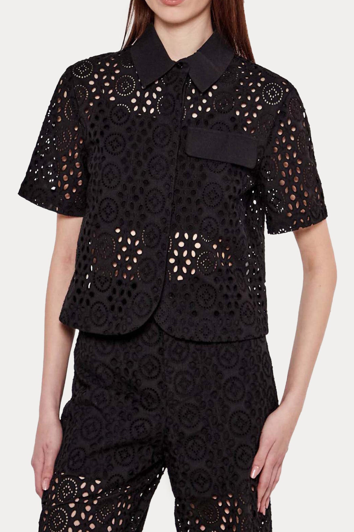 Liu Jo Lazer Kesim Nakışlı Crop Gömlek