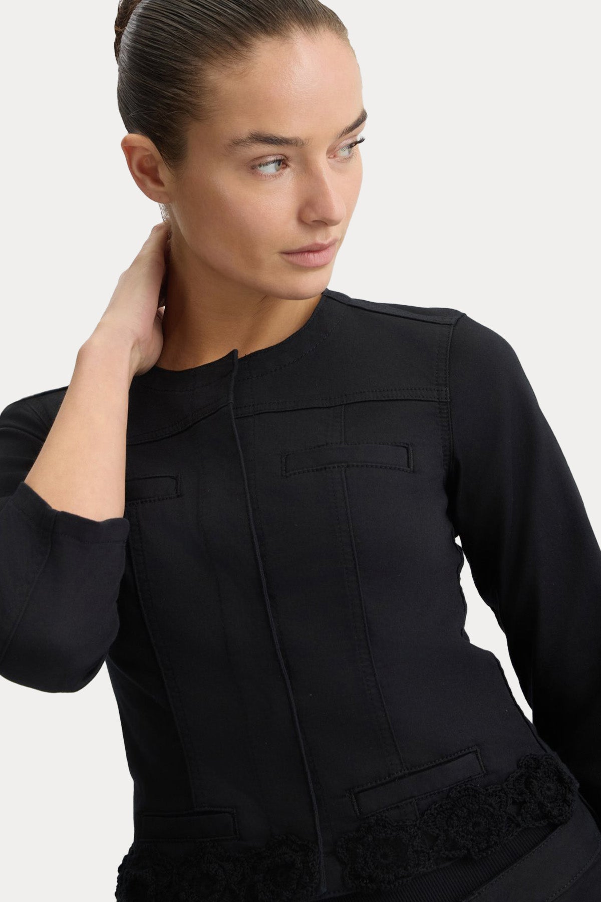 Liu Jo Slim Fit Nakış Örgü Detaylı Streç Denim Ceket