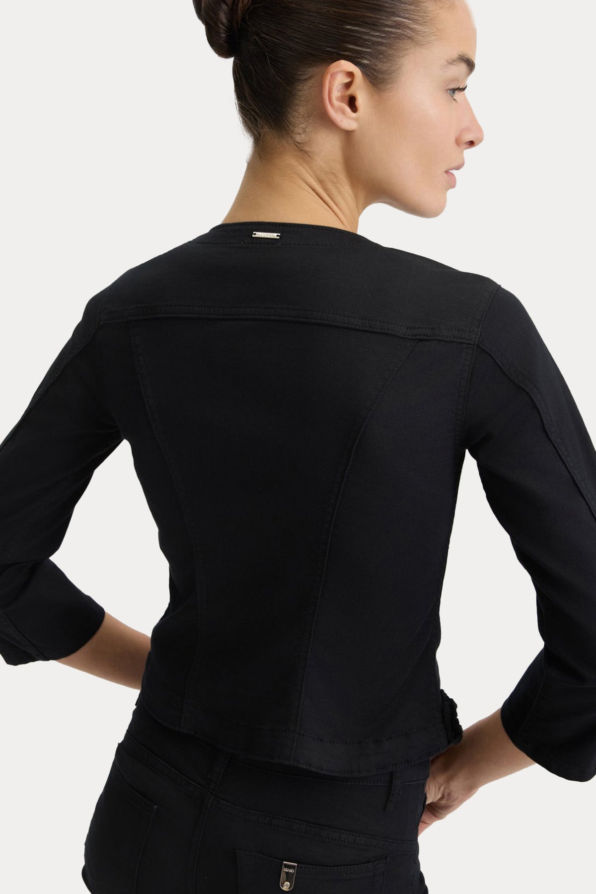 Liu Jo Slim Fit Nakış Örgü Detaylı Streç Denim Ceket