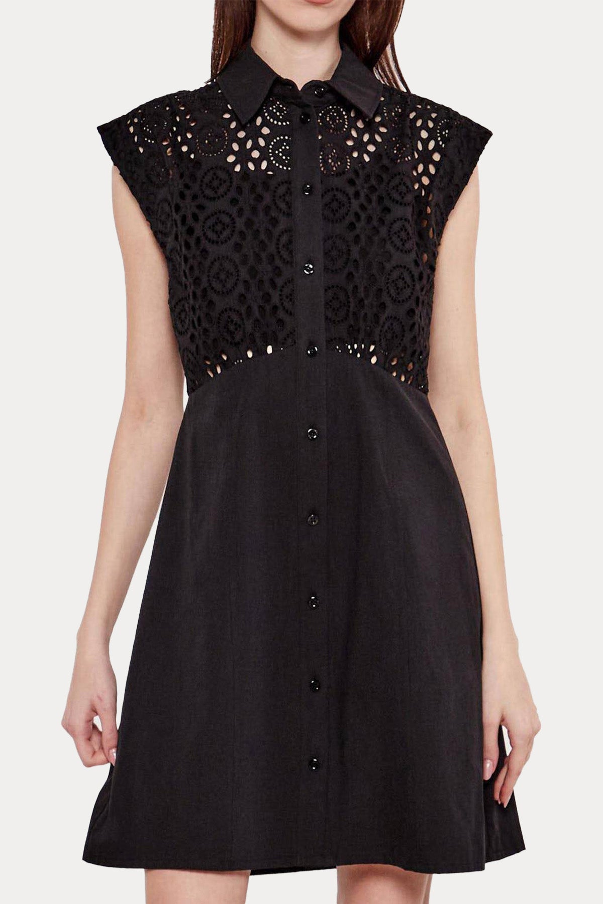 Liu Jo Lazer Kesim Nakışlı Mini Gömlek Elbise