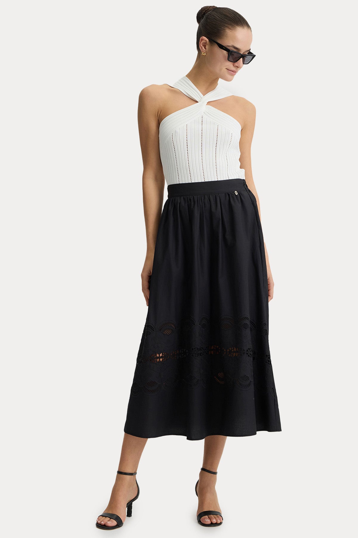 Liu Jo Lazer Kesim Nakışlı Midi Etek