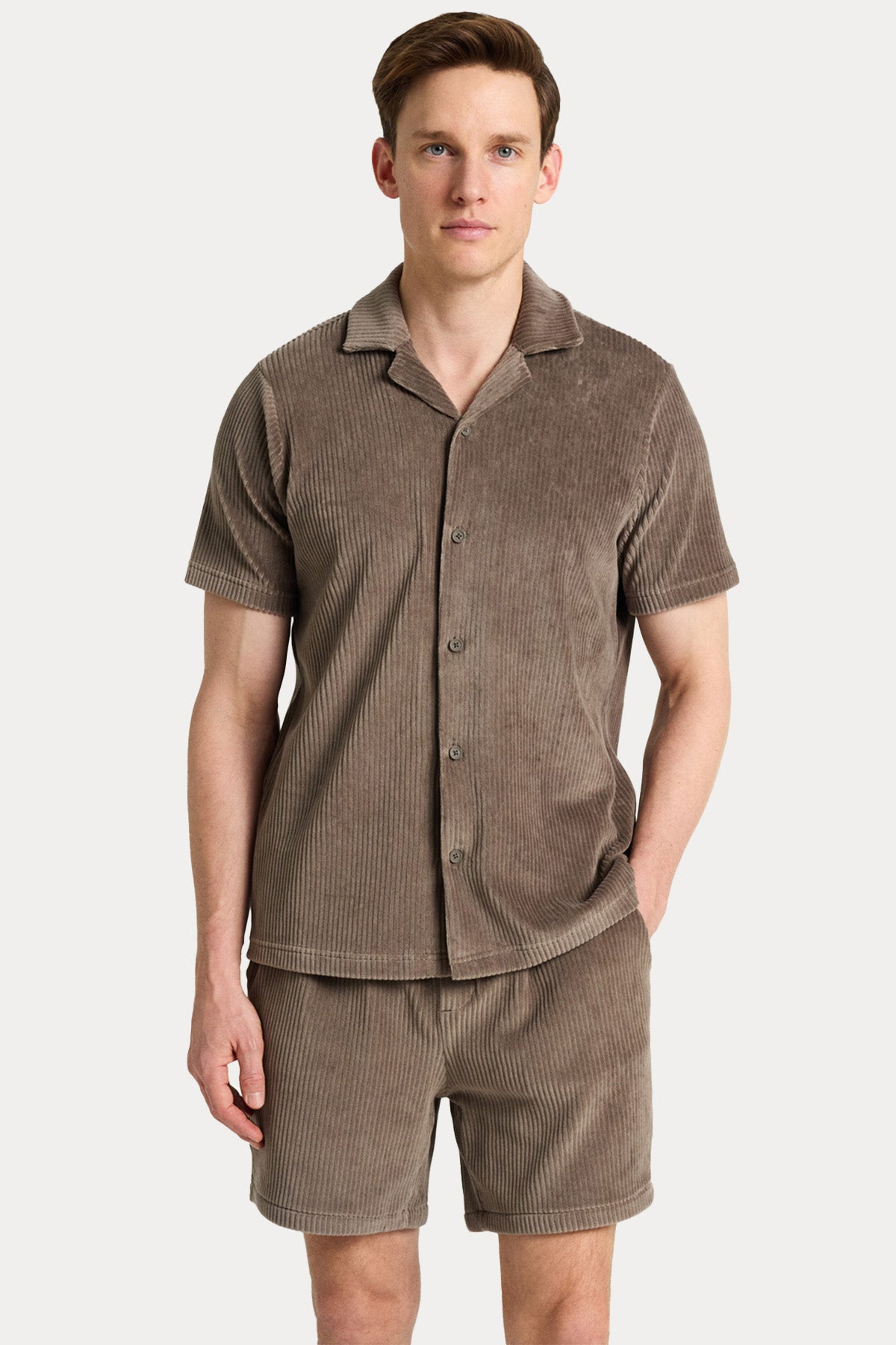 Bluemint Marsel Yumuşak Dokulu Fitilli Kadife Beli Lastikli Şort