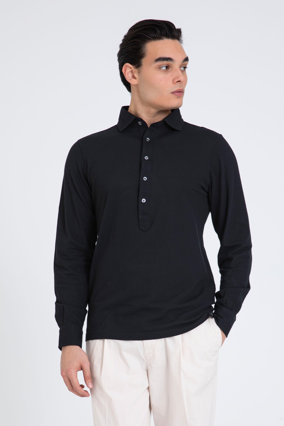 Gran Sasso Yarım Patlı İtalyan Yaka T-shirt Gömlek