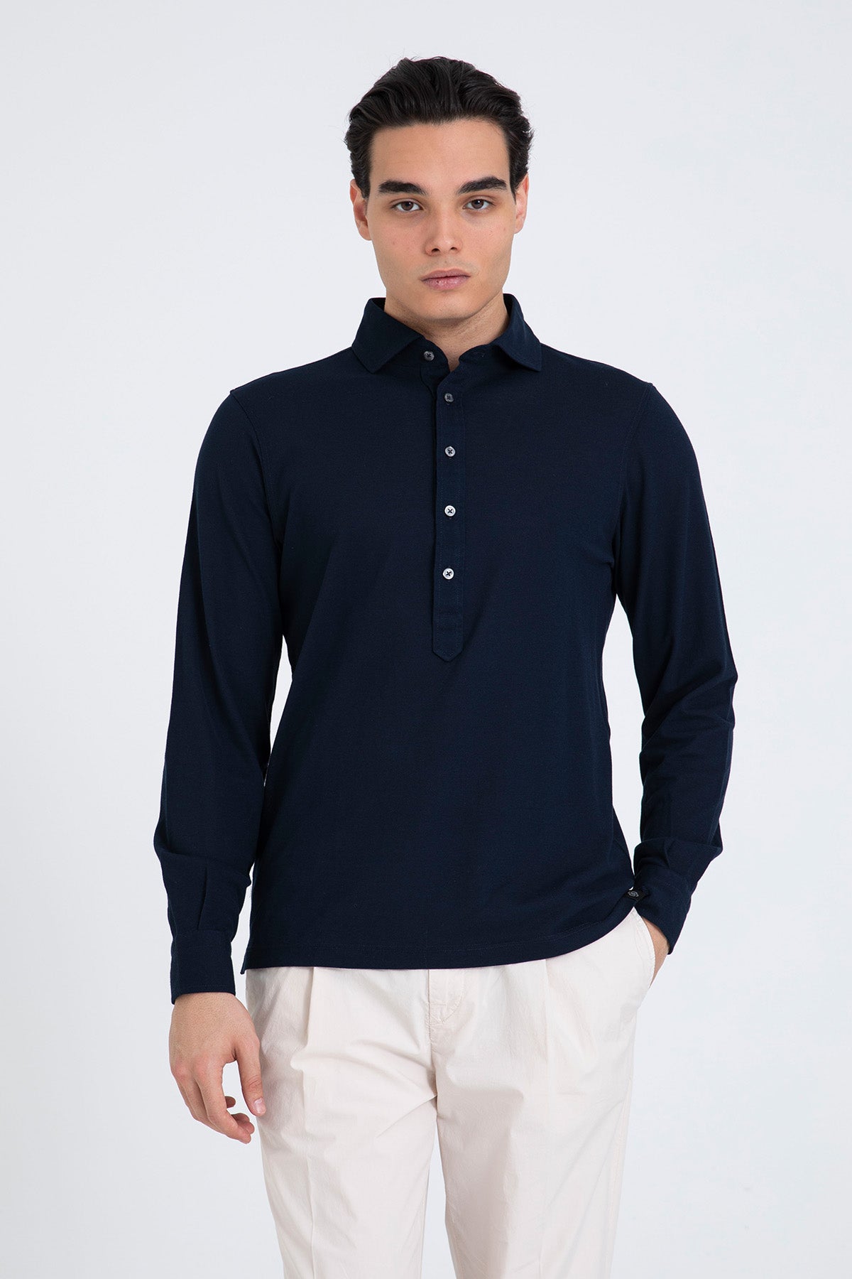 Gran Sasso Yarım Patlı İtalyan Yaka T-shirt Gömlek