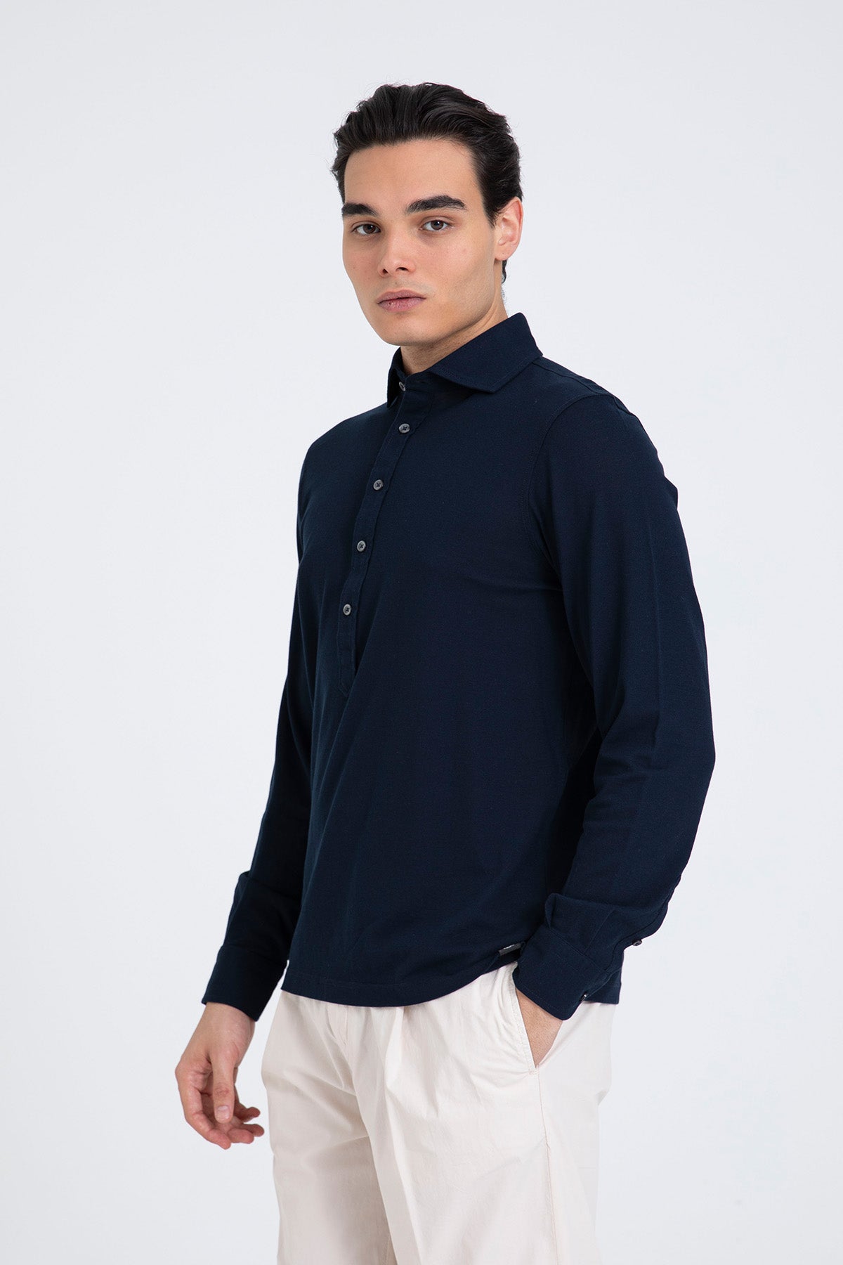 Gran Sasso Yarım Patlı İtalyan Yaka T-shirt Gömlek