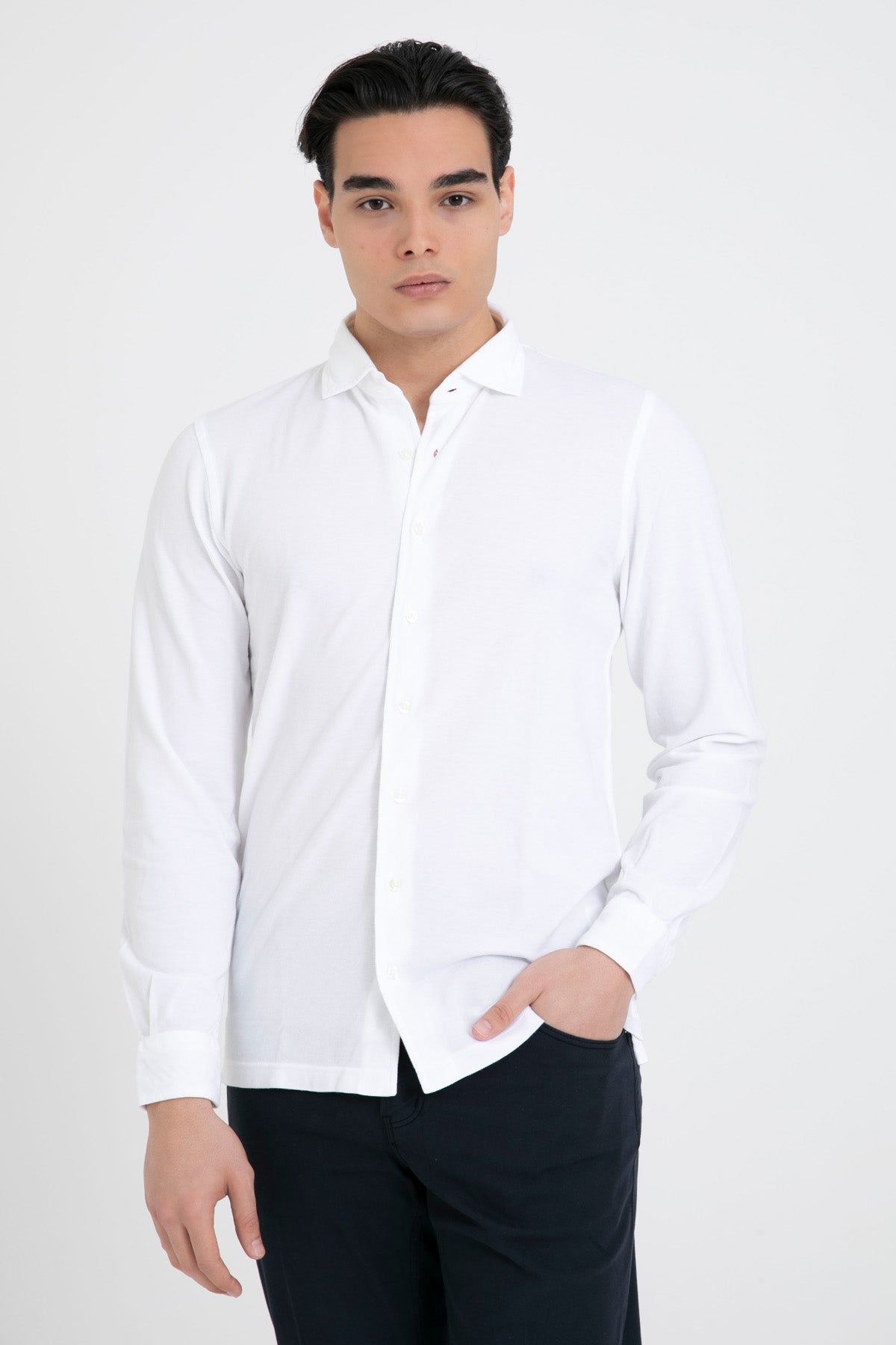 Gran Sasso Penye Kumaş Klasik Yaka Gömlek